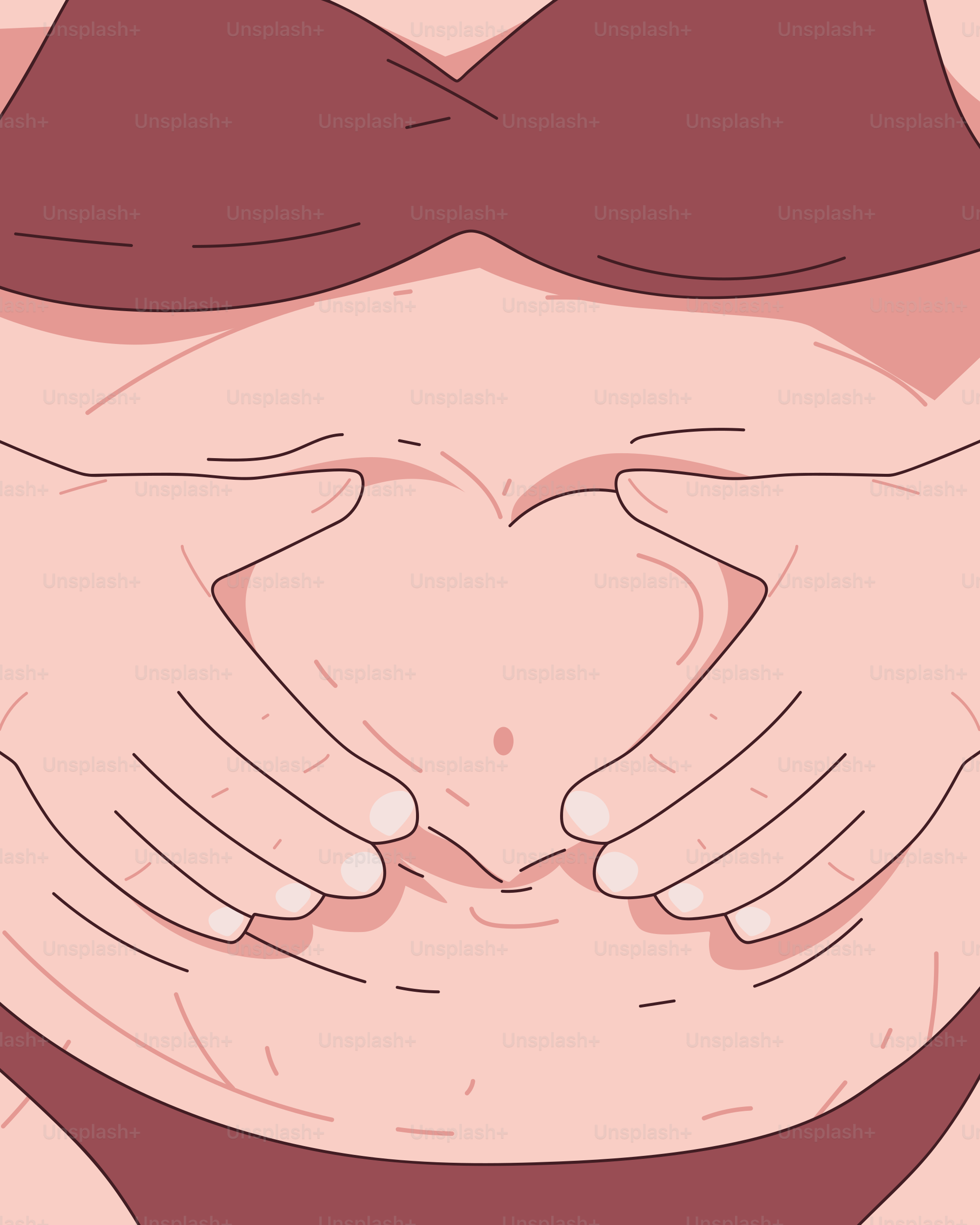 A woman in a bikini holding her stomach