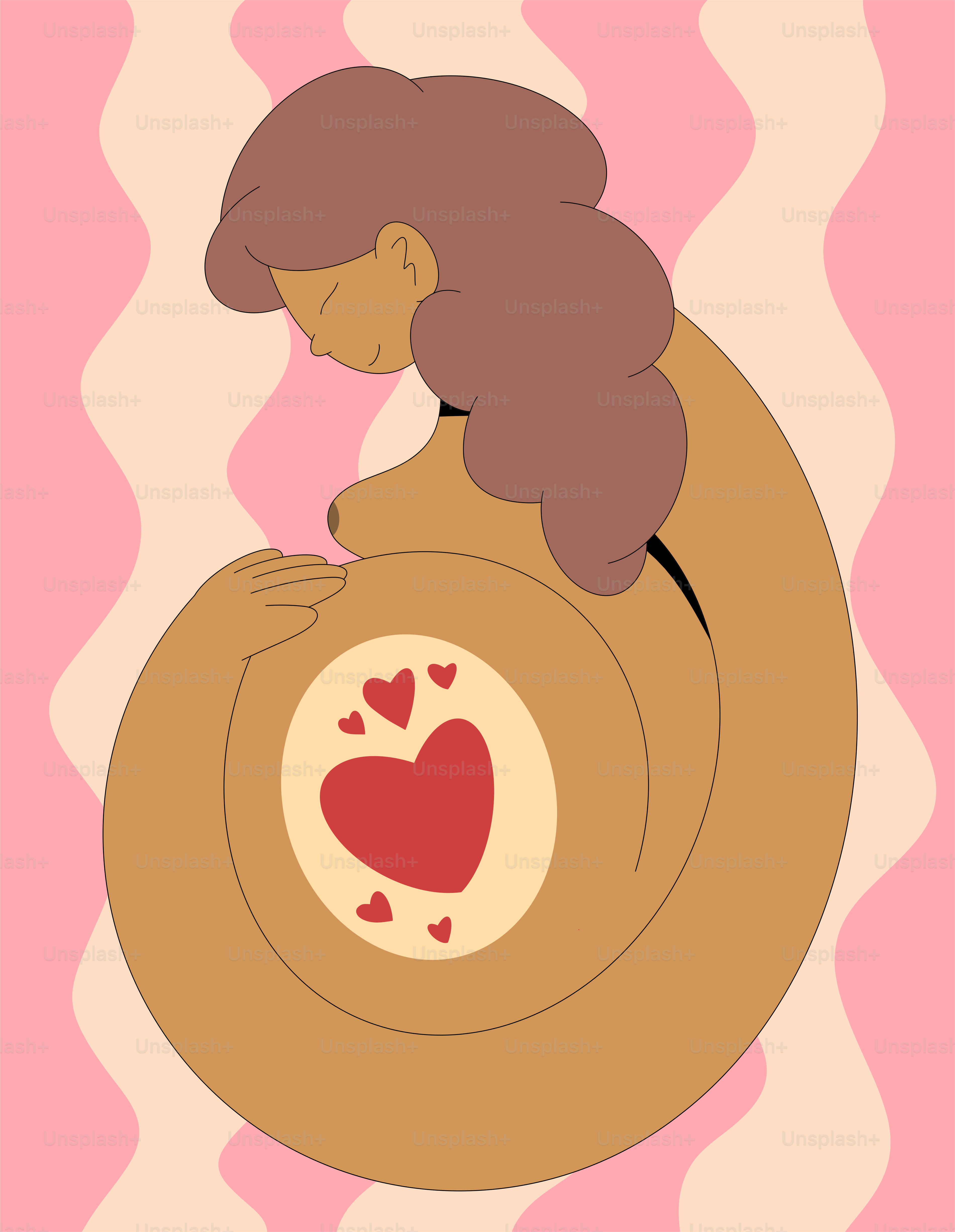 A picture of a woman with a heart on her back