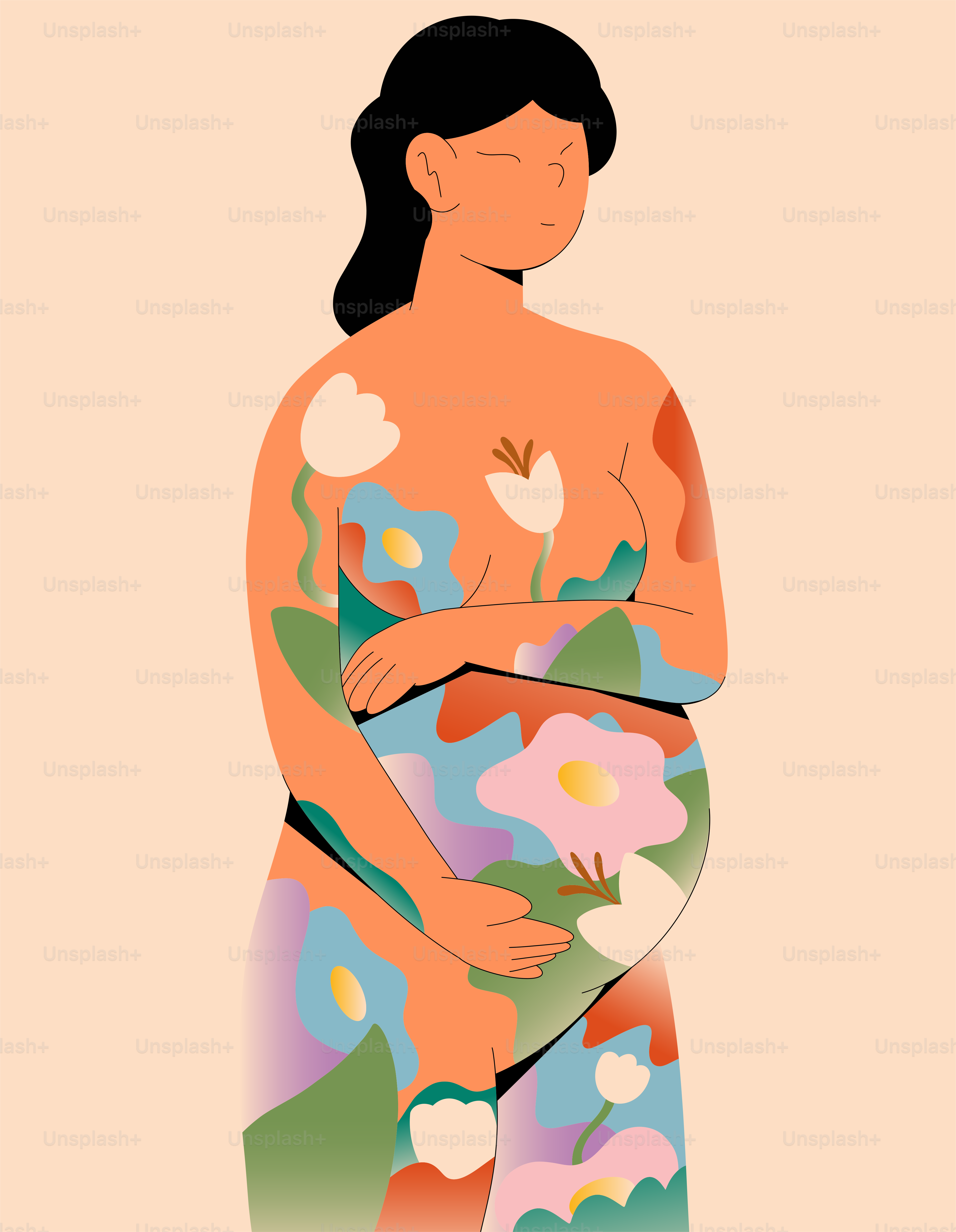 A woman in a colorful dress holding a bouquet of flowers