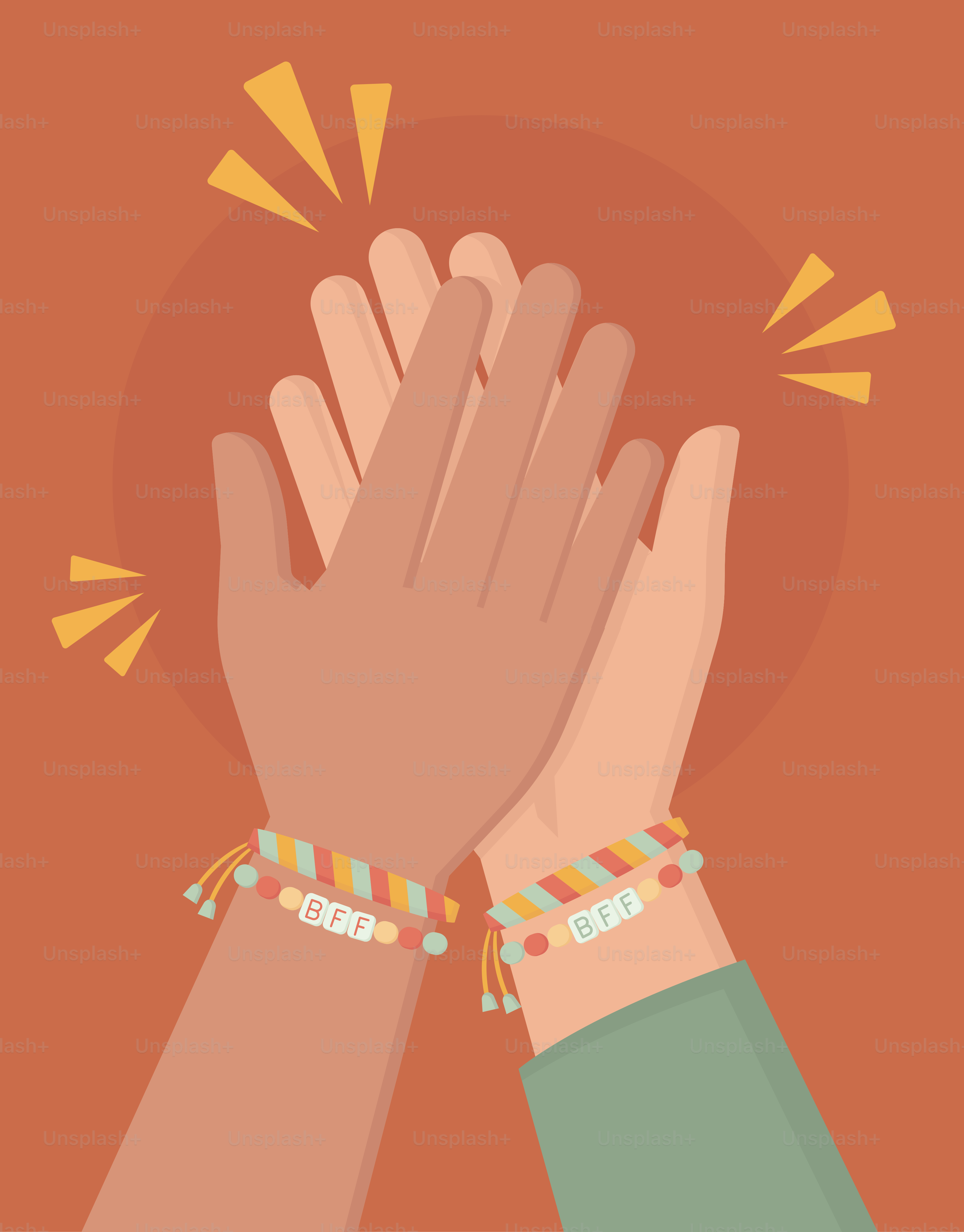 Two hands with bracelets on each of them