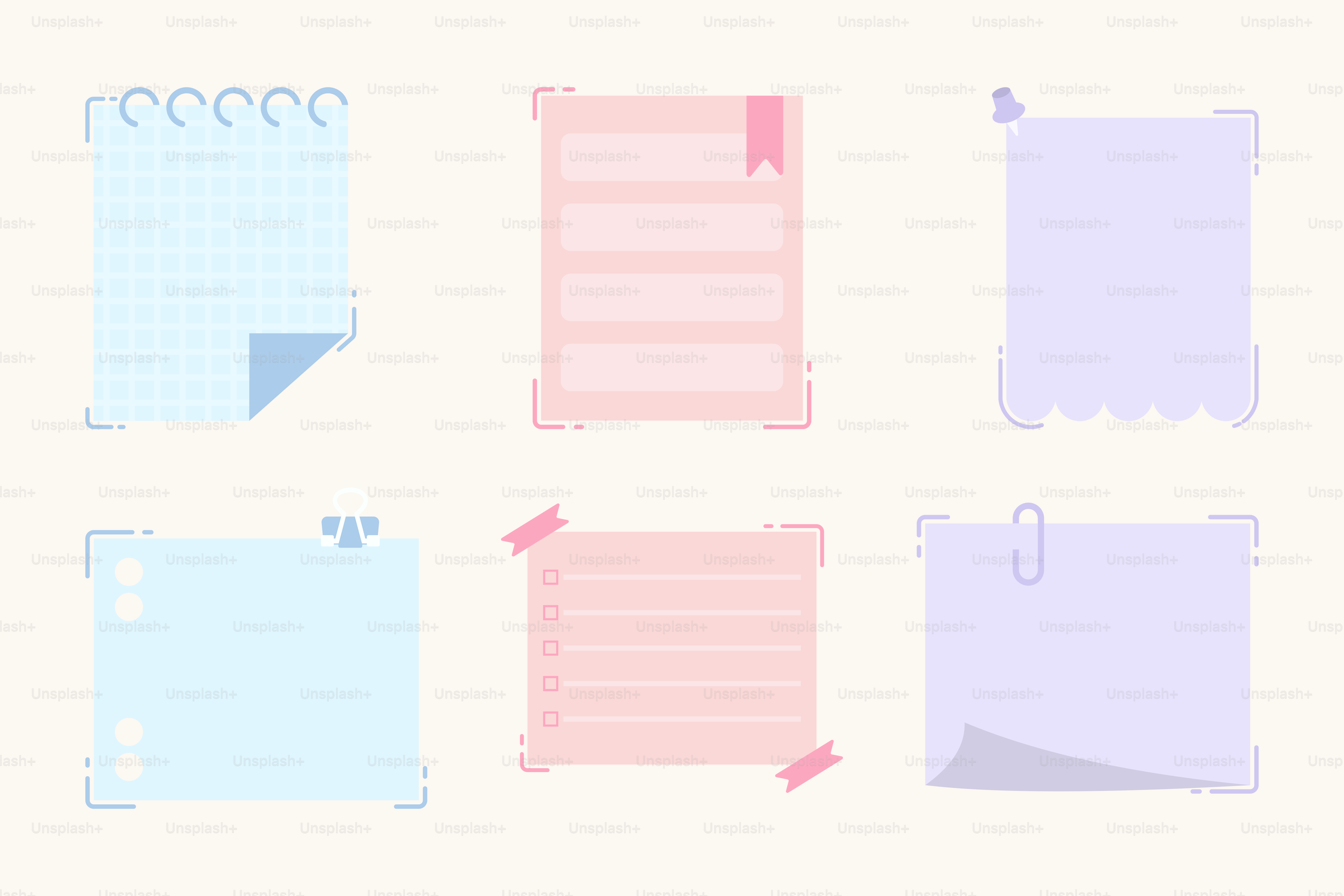 Un conjunto de cuatro notas de papel de colores diferentes