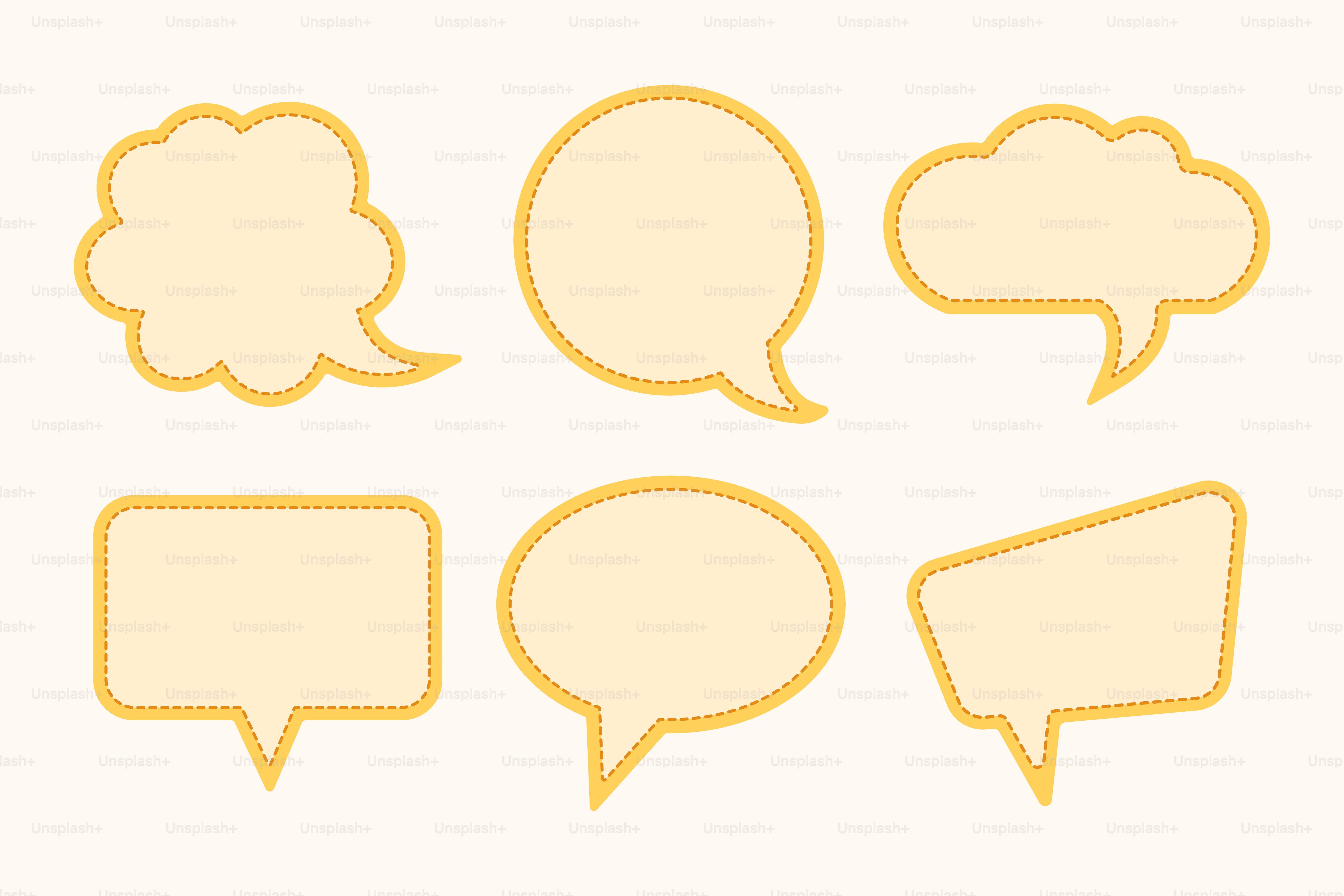 A set of speech bubbles in different shapes