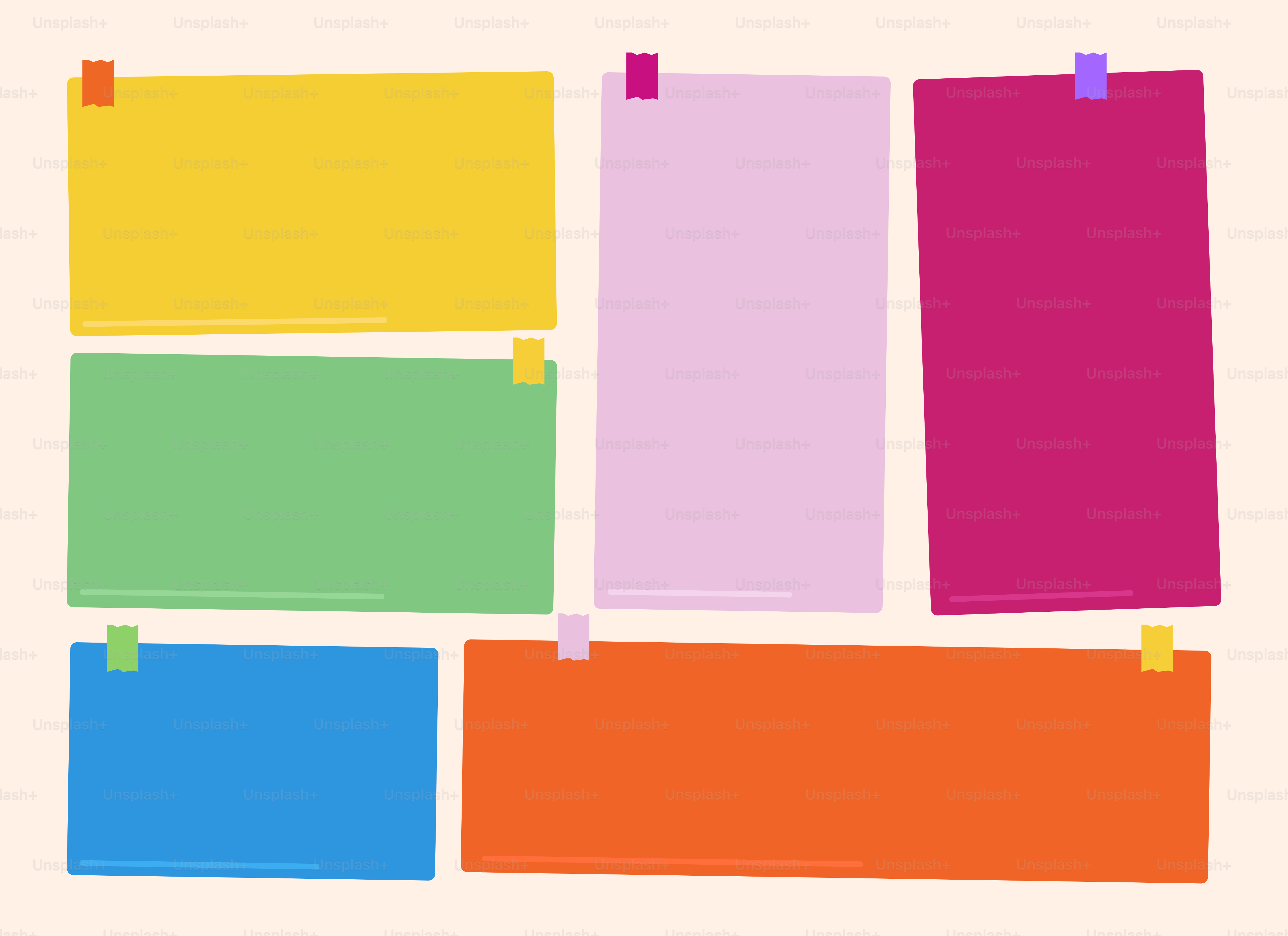 A group of colorful sticky notes attached to a wall