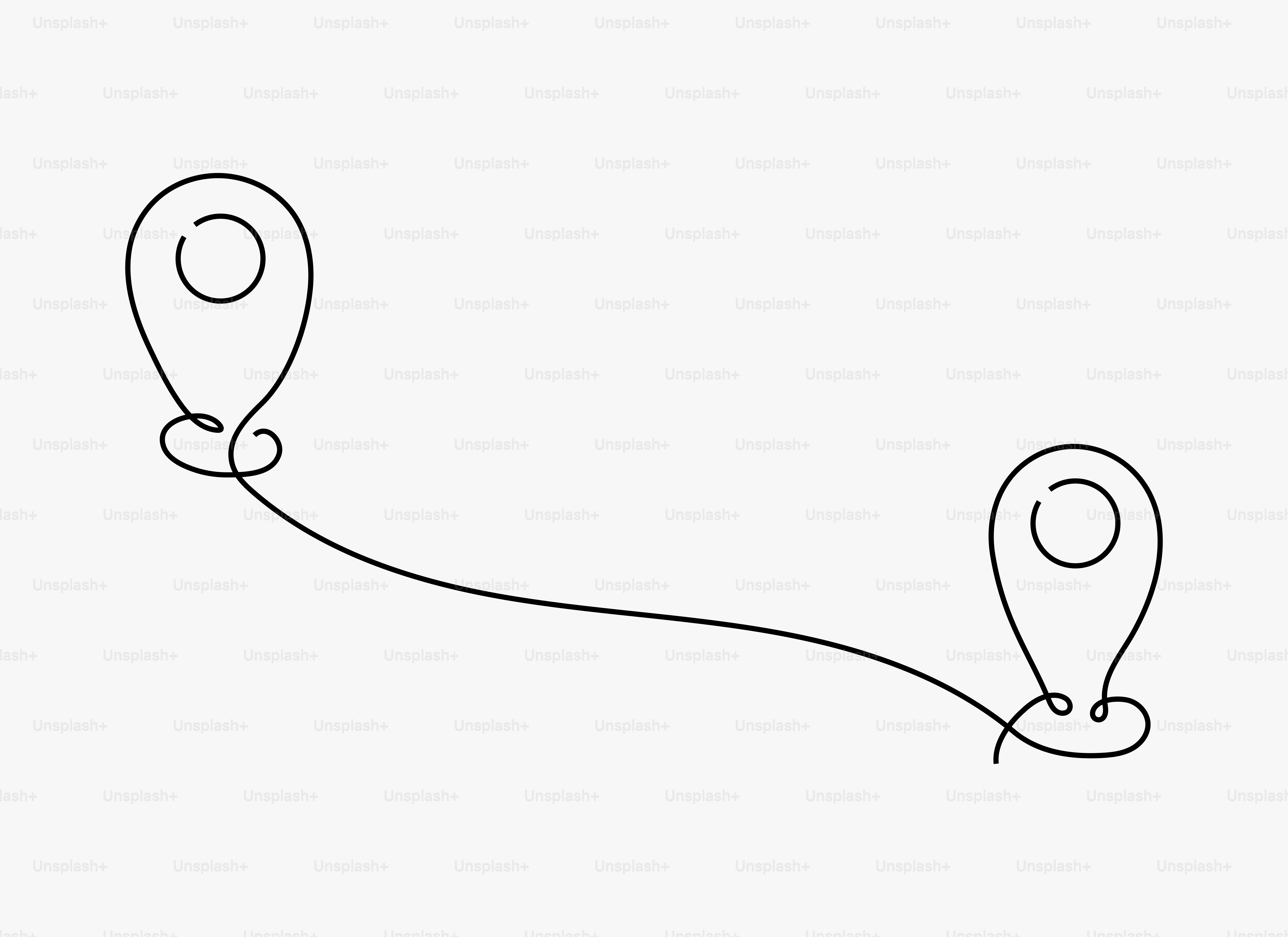 Um desenho linear de um mapa com um alfinete