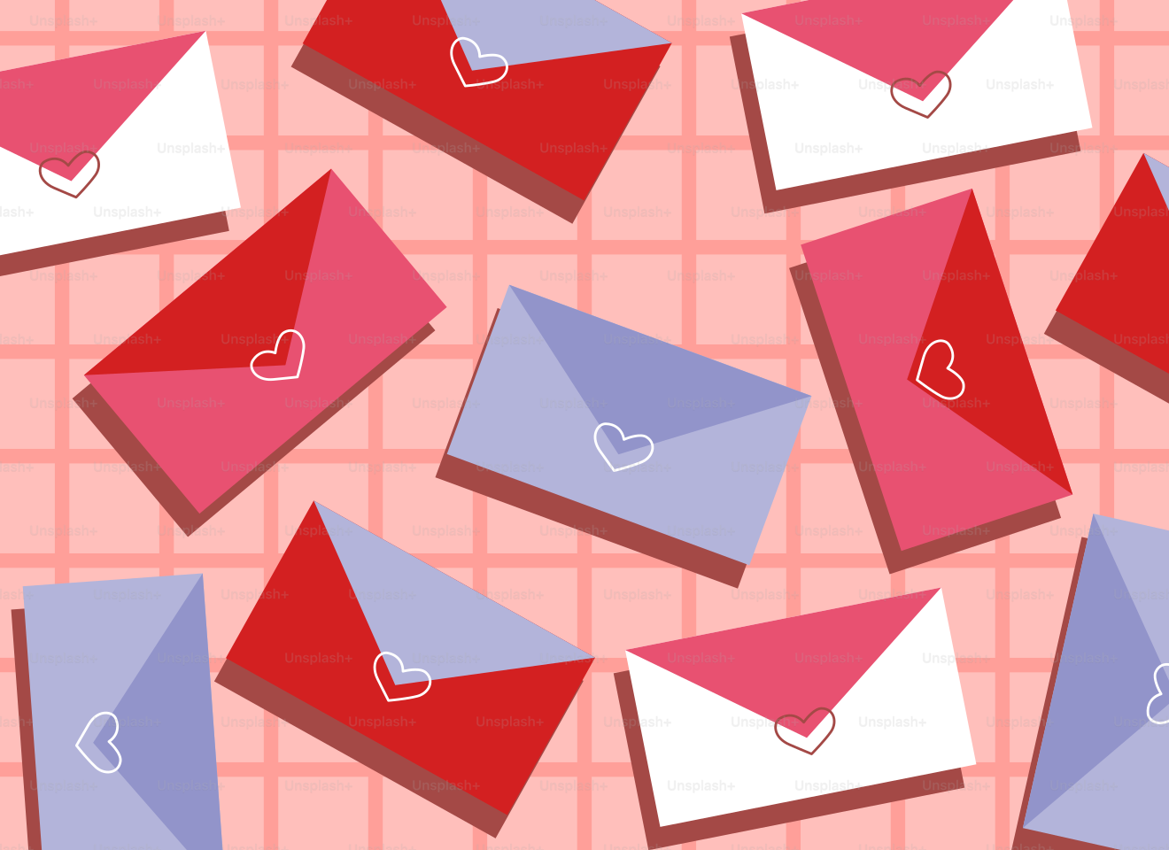 A bunch of envelopes with hearts on them