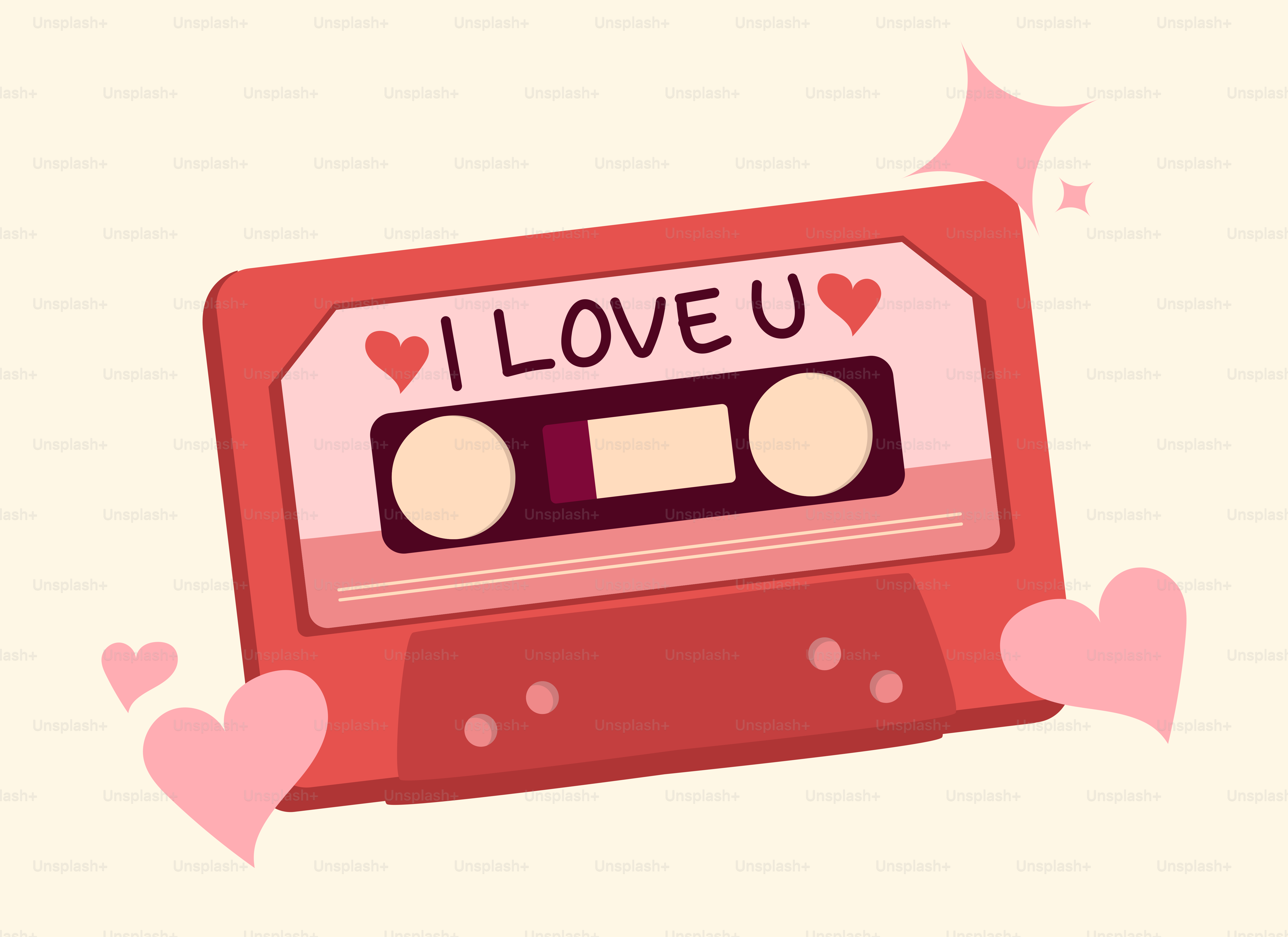 A red cassette with i love u written on it