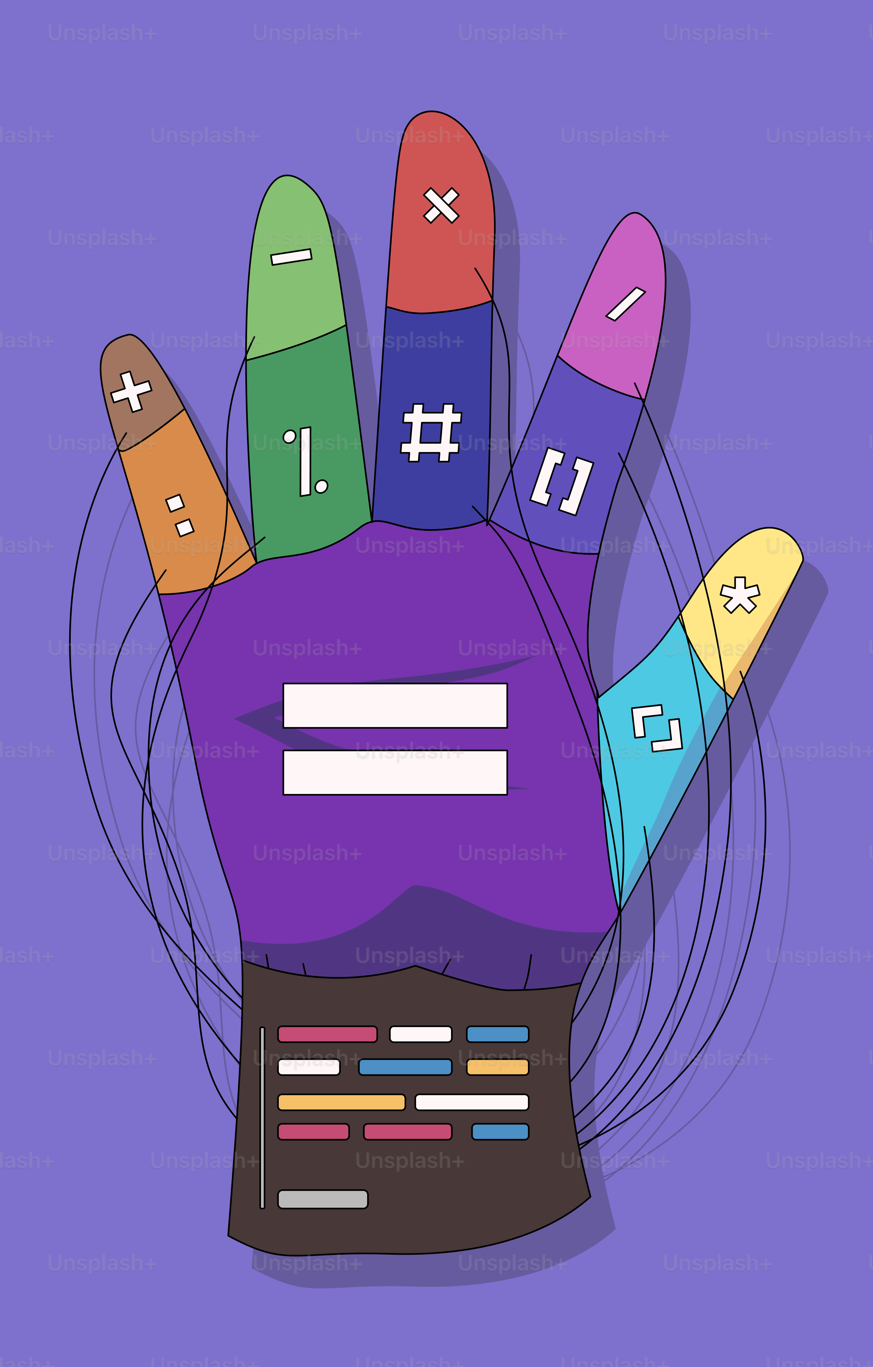 A hand that has a bunch of numbers on it