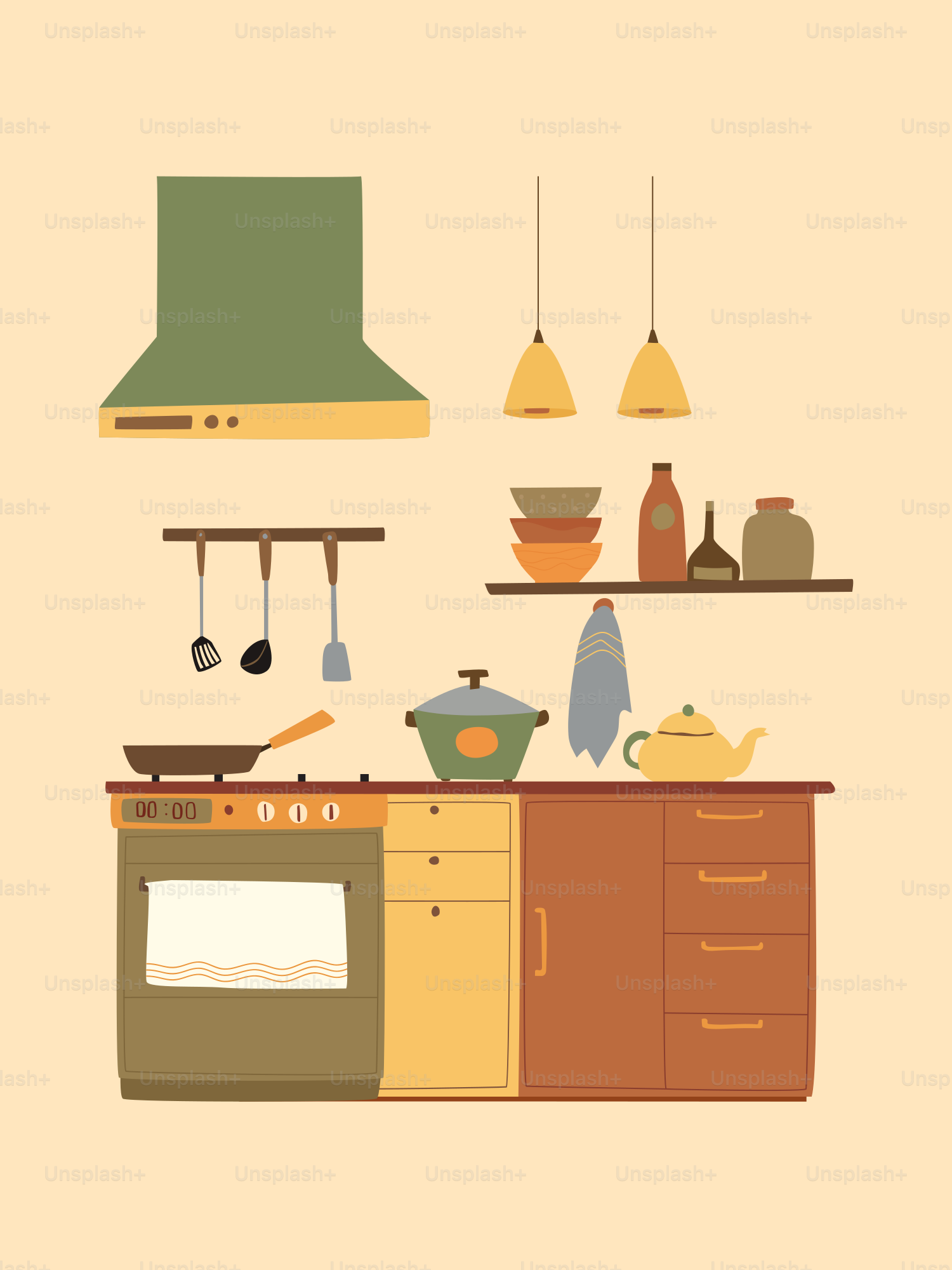 A picture of a kitchen with a stove top oven