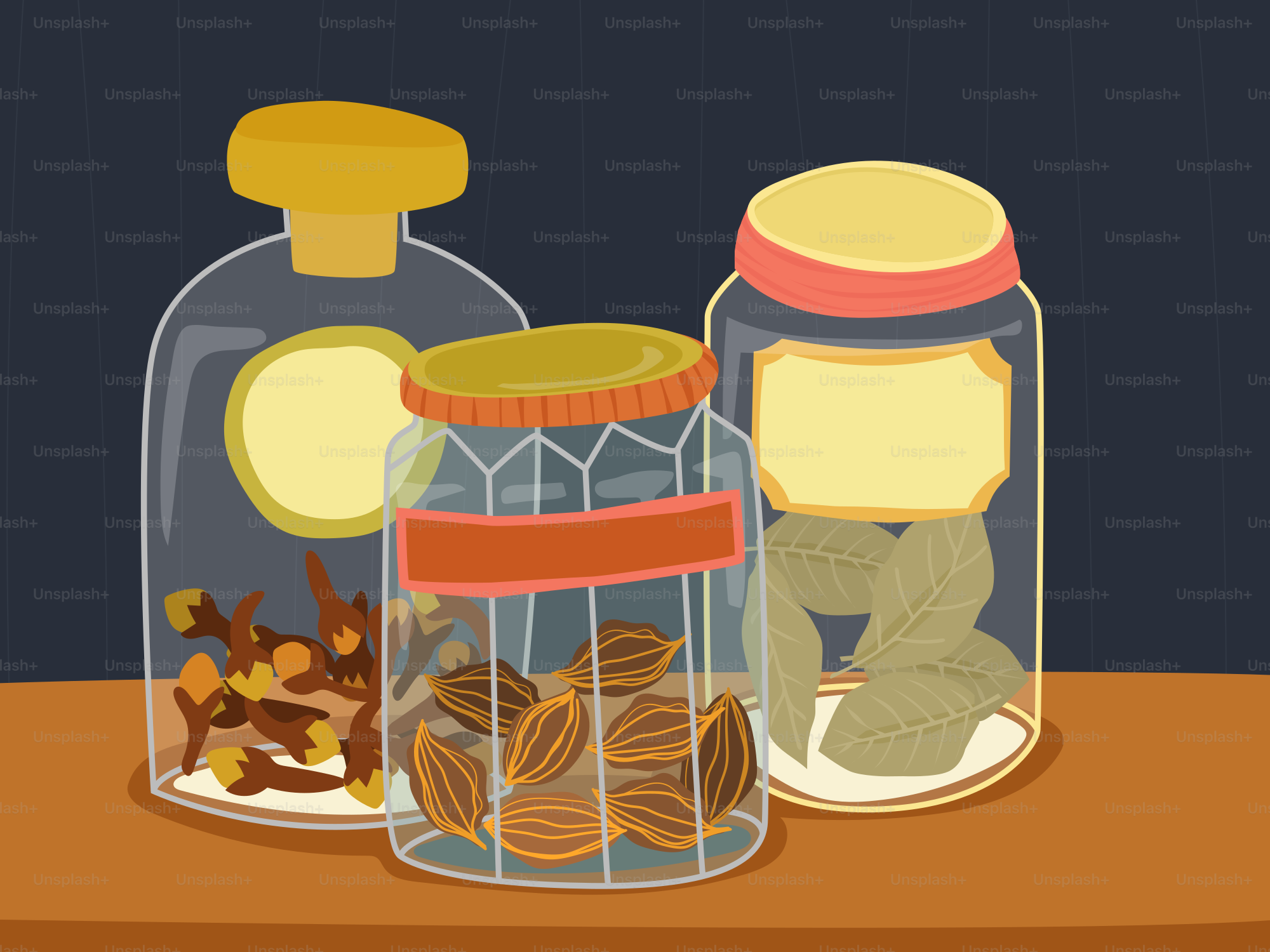 A couple of jars filled with food on top of a table