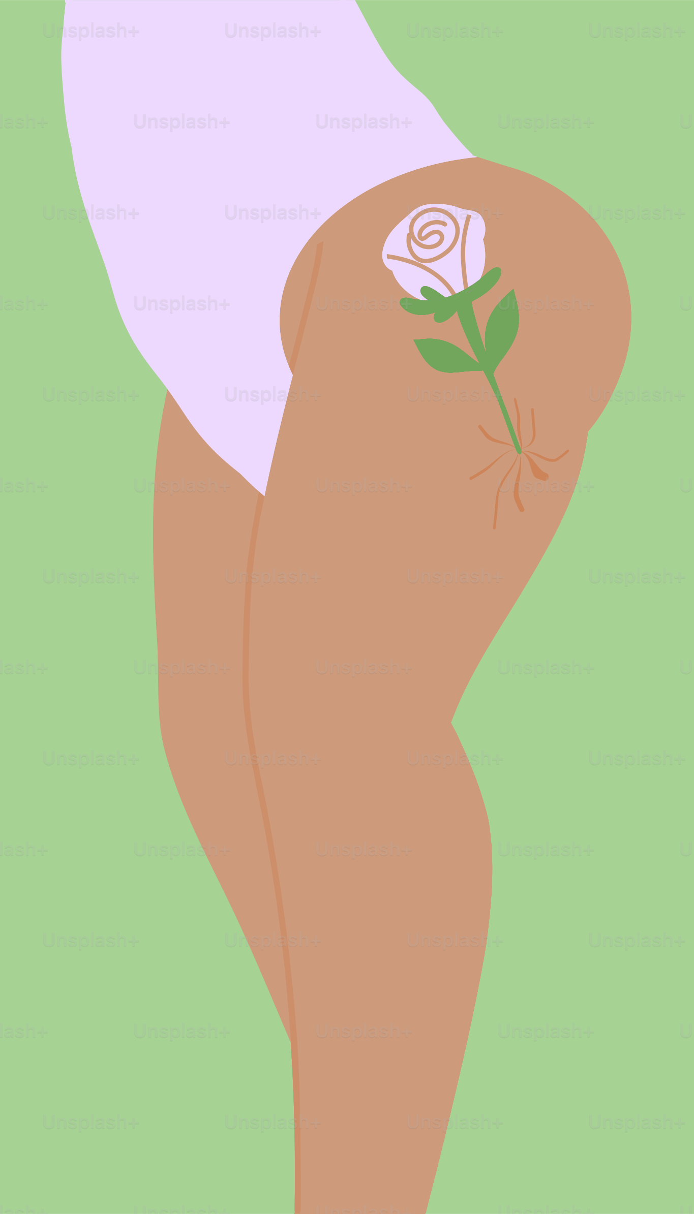 A drawing of a woman's butt with a rose on it