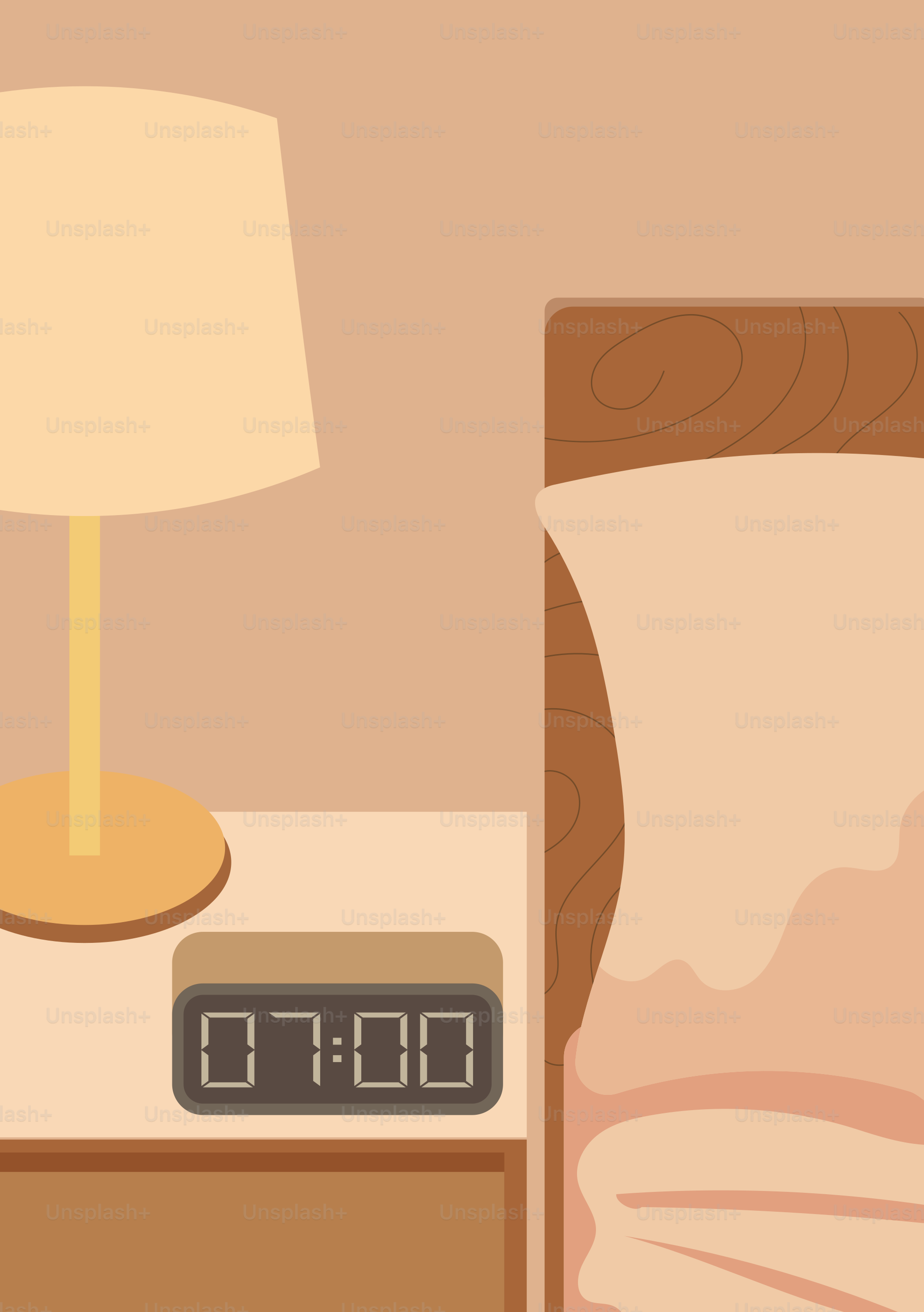 A room with a bed and a clock on the nightstand