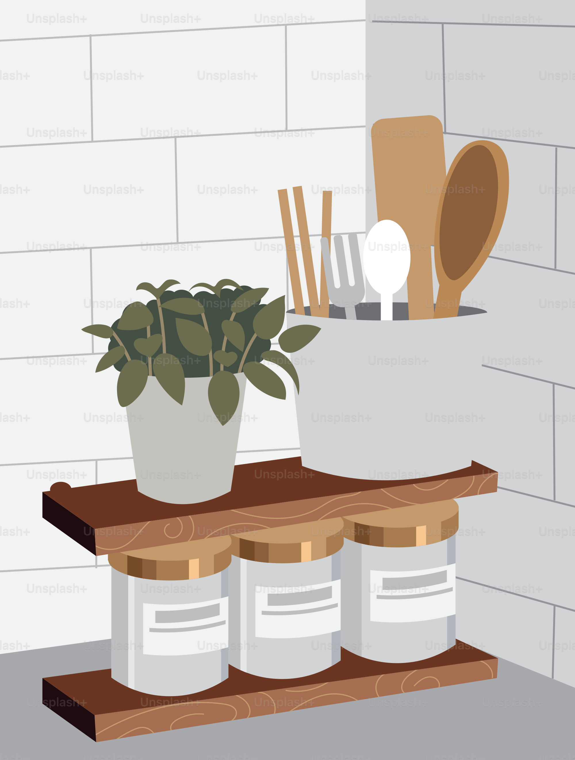 A potted plant sitting on top of a wooden shelf