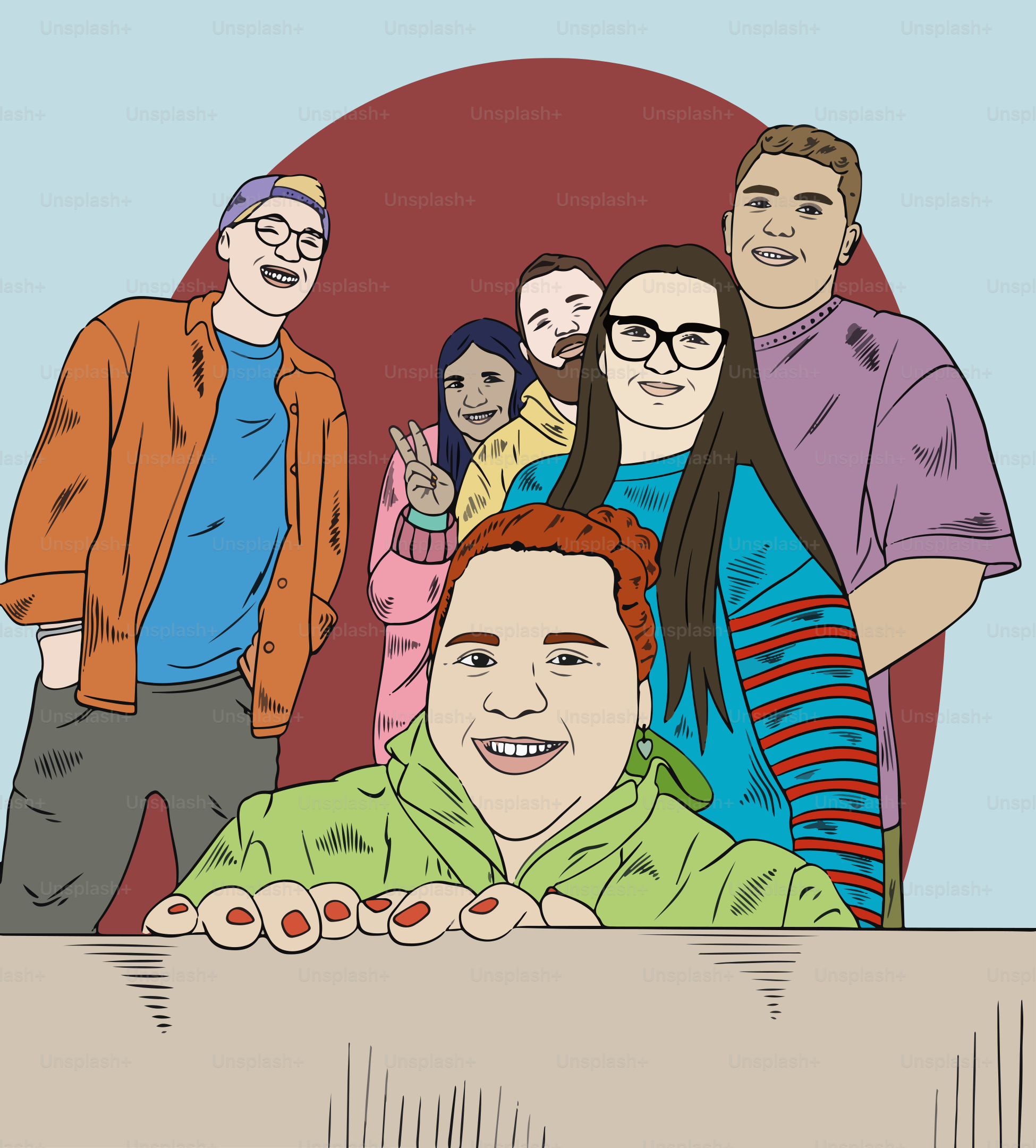 A group of people standing around a table