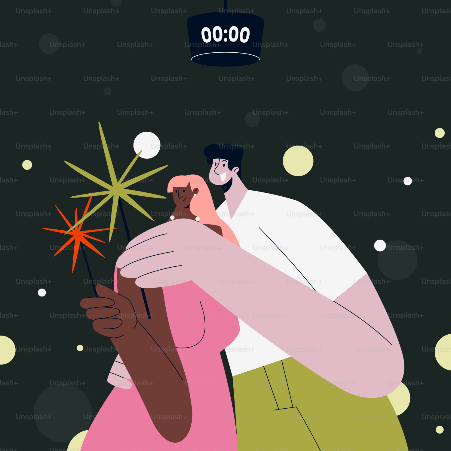 A man and a woman holding a sparkler