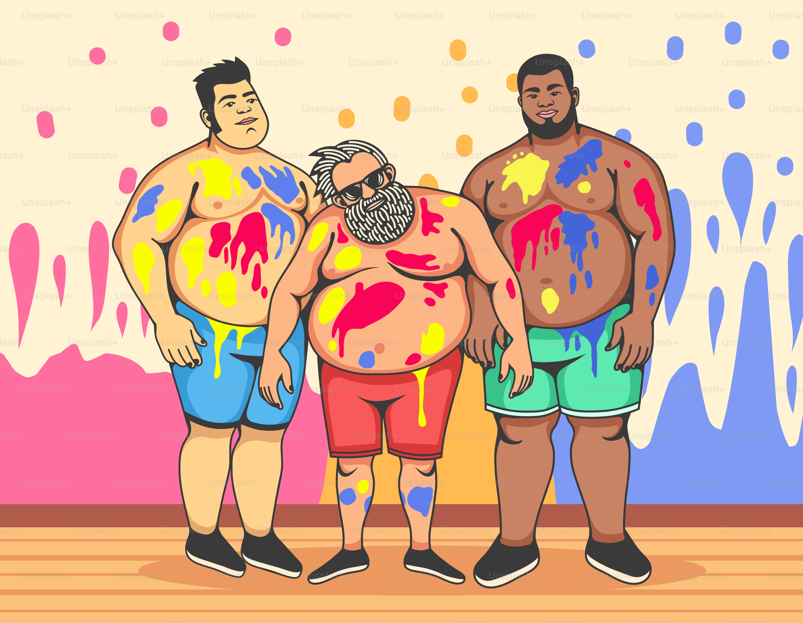 A group of three men standing next to each other