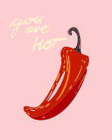 Un pimiento picante rojo sobre fondo rosa