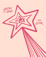 Um desenho de uma estrela rosa com uma luz saindo dela