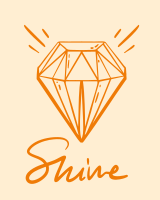 A diamond with the word shine written below it