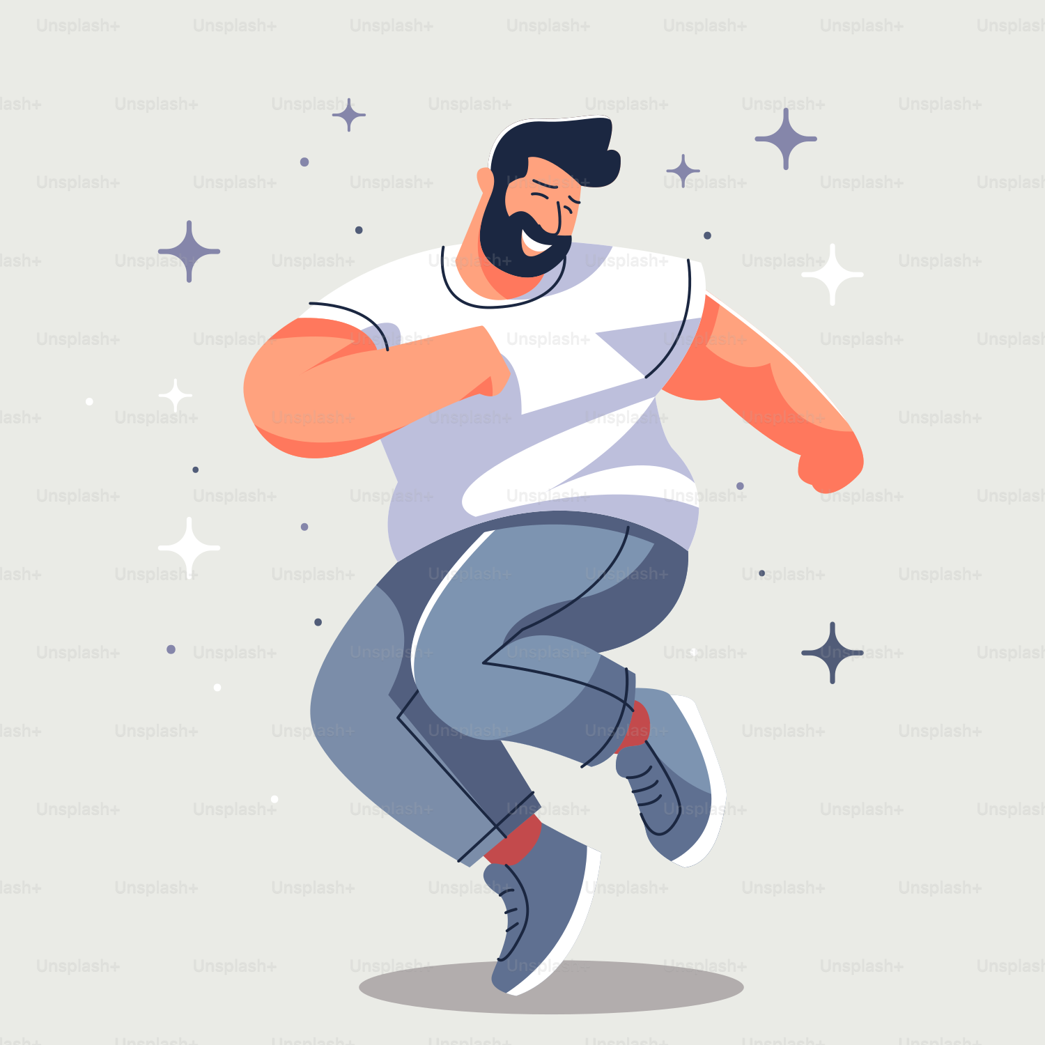 A man with a beard is running