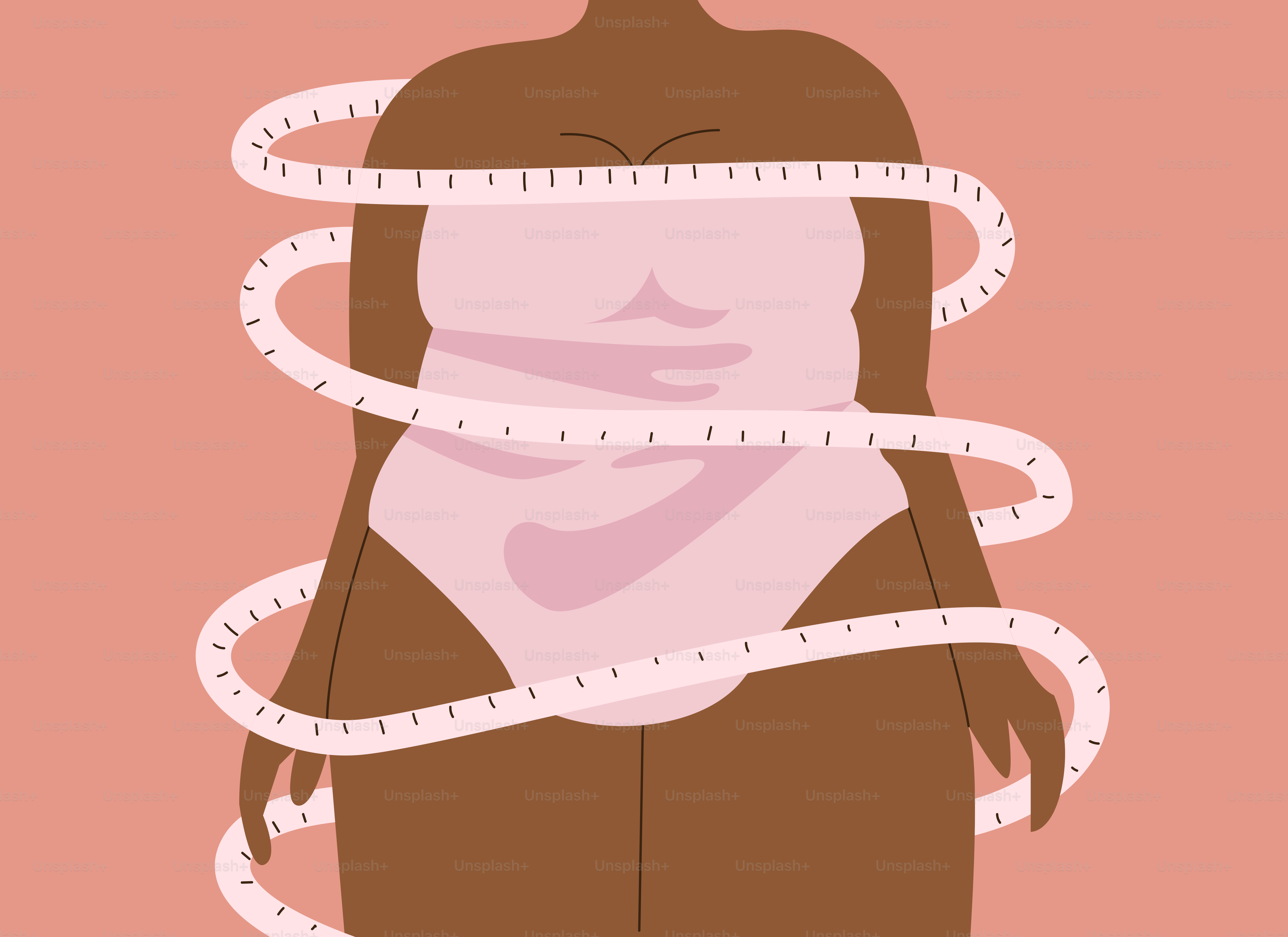 A woman with tape wrapped around her body