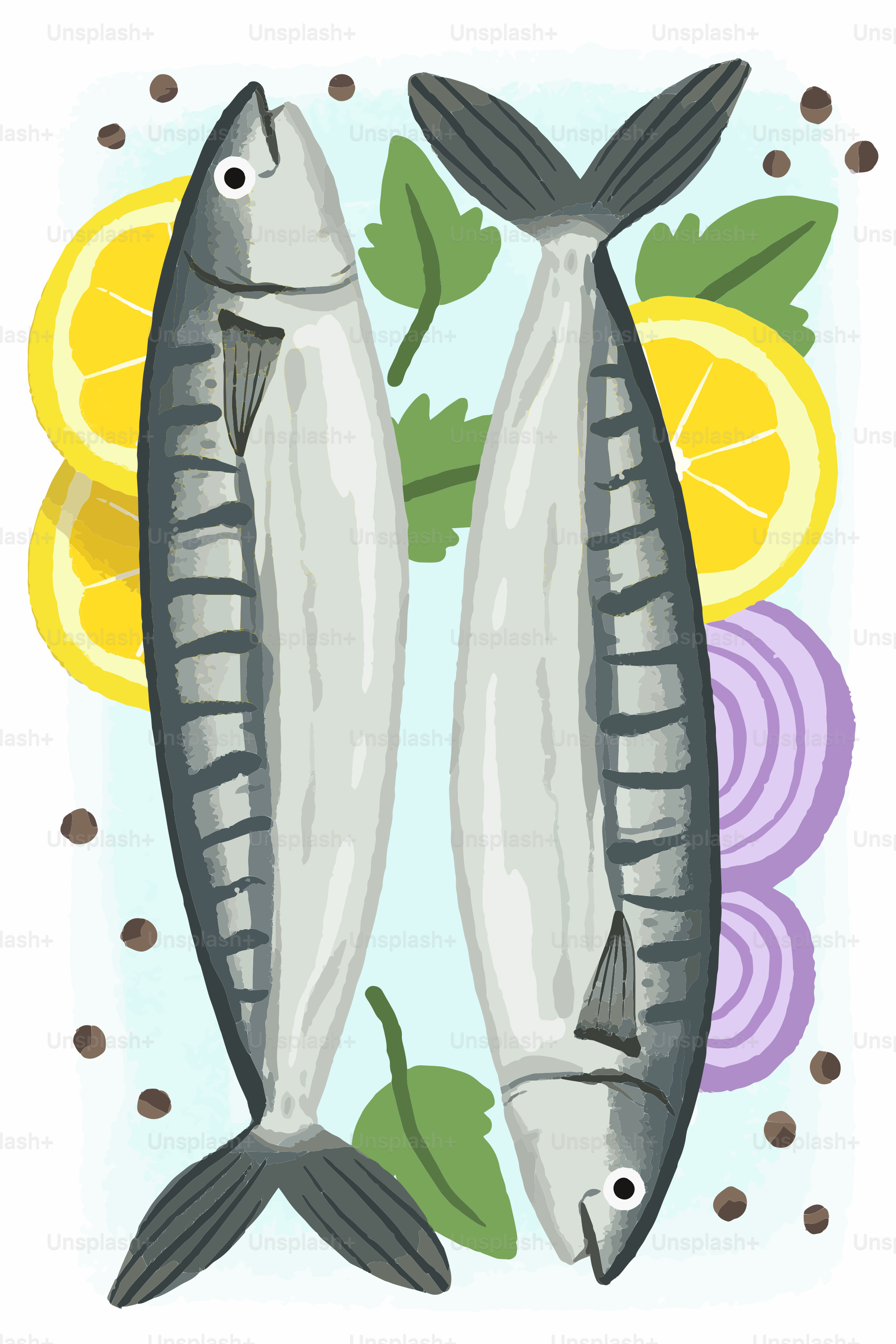 Una pareja de peces sentados encima de una mesa