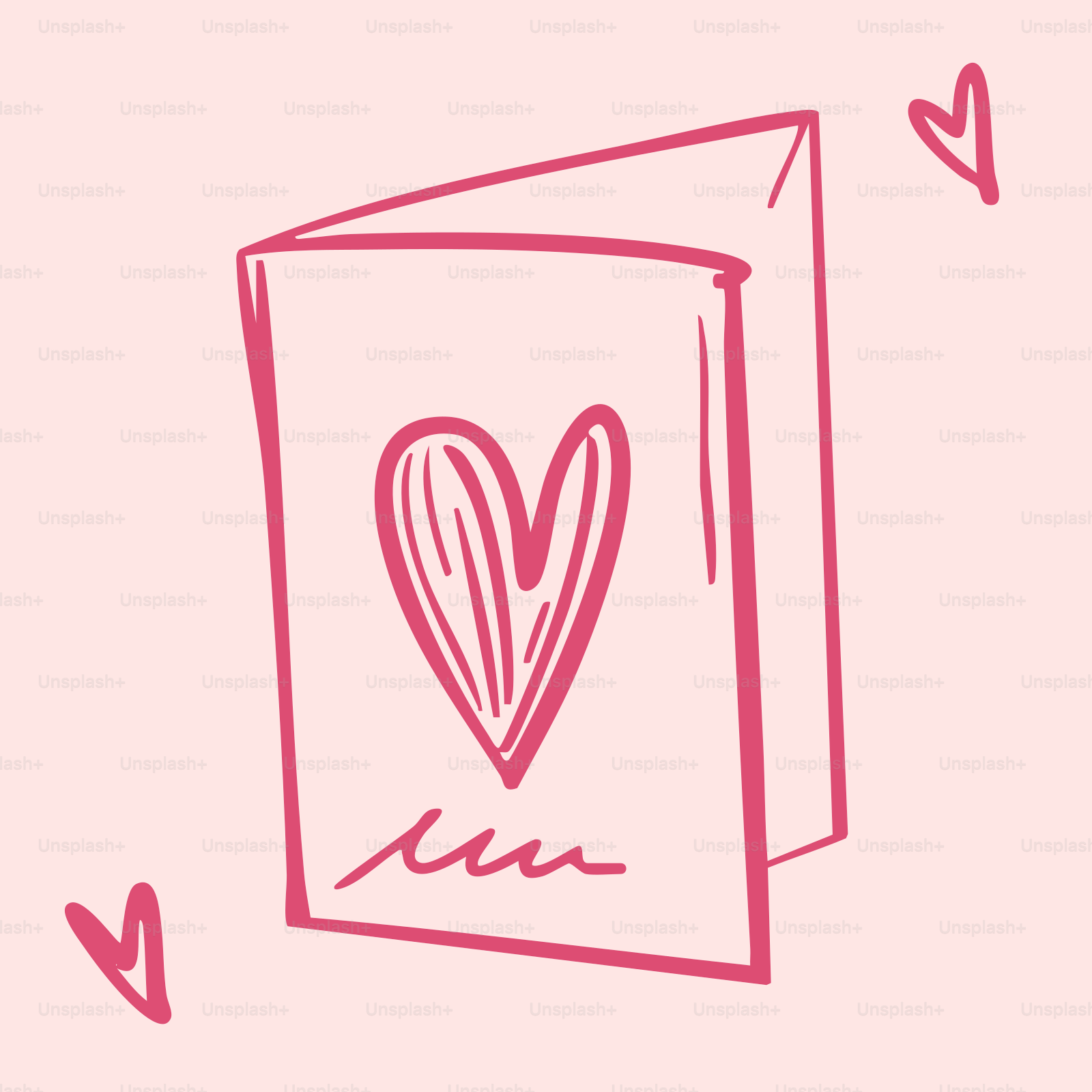 A pink card with a heart on it