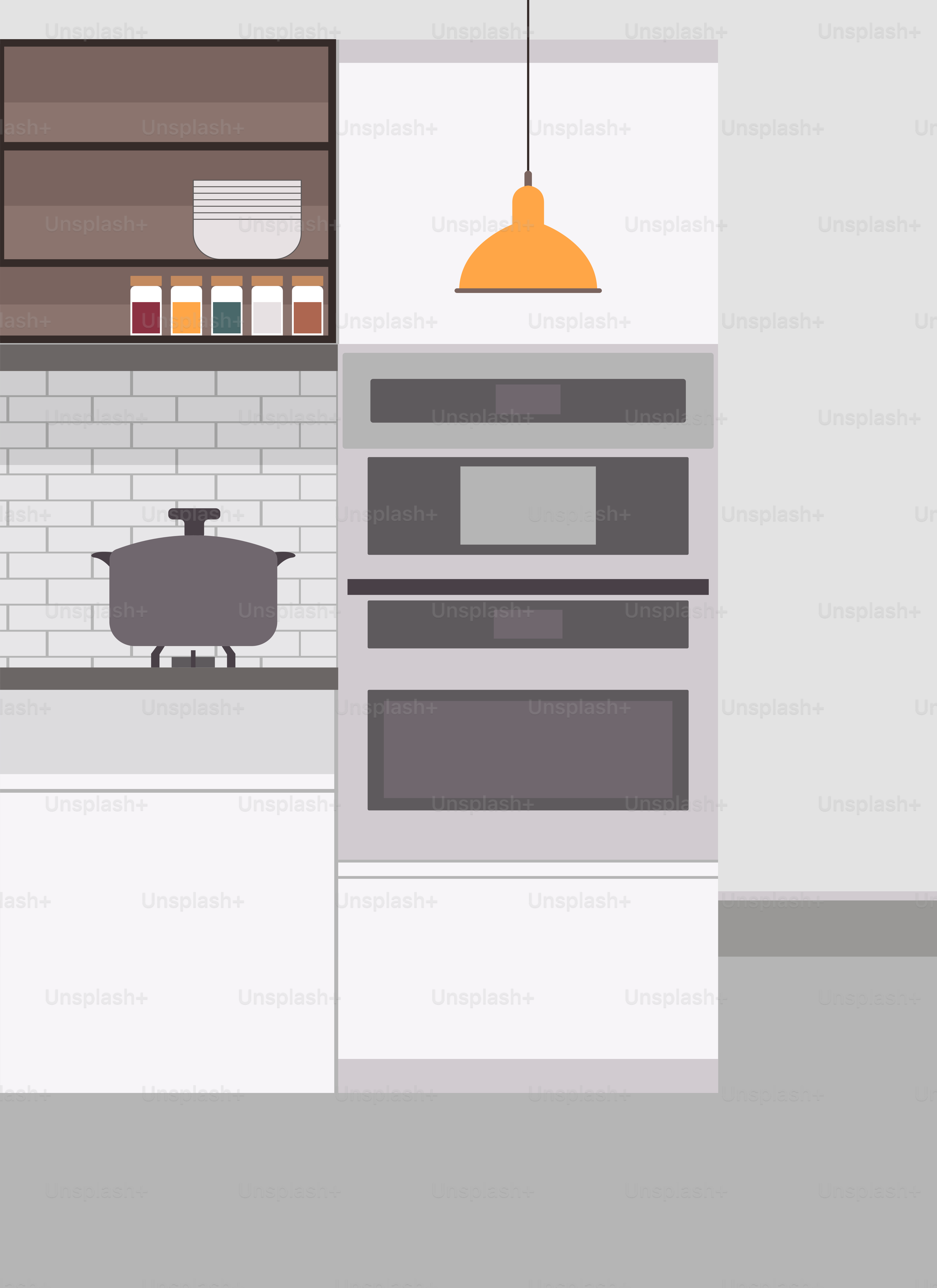 A drawing of a kitchen with a stove and a sink