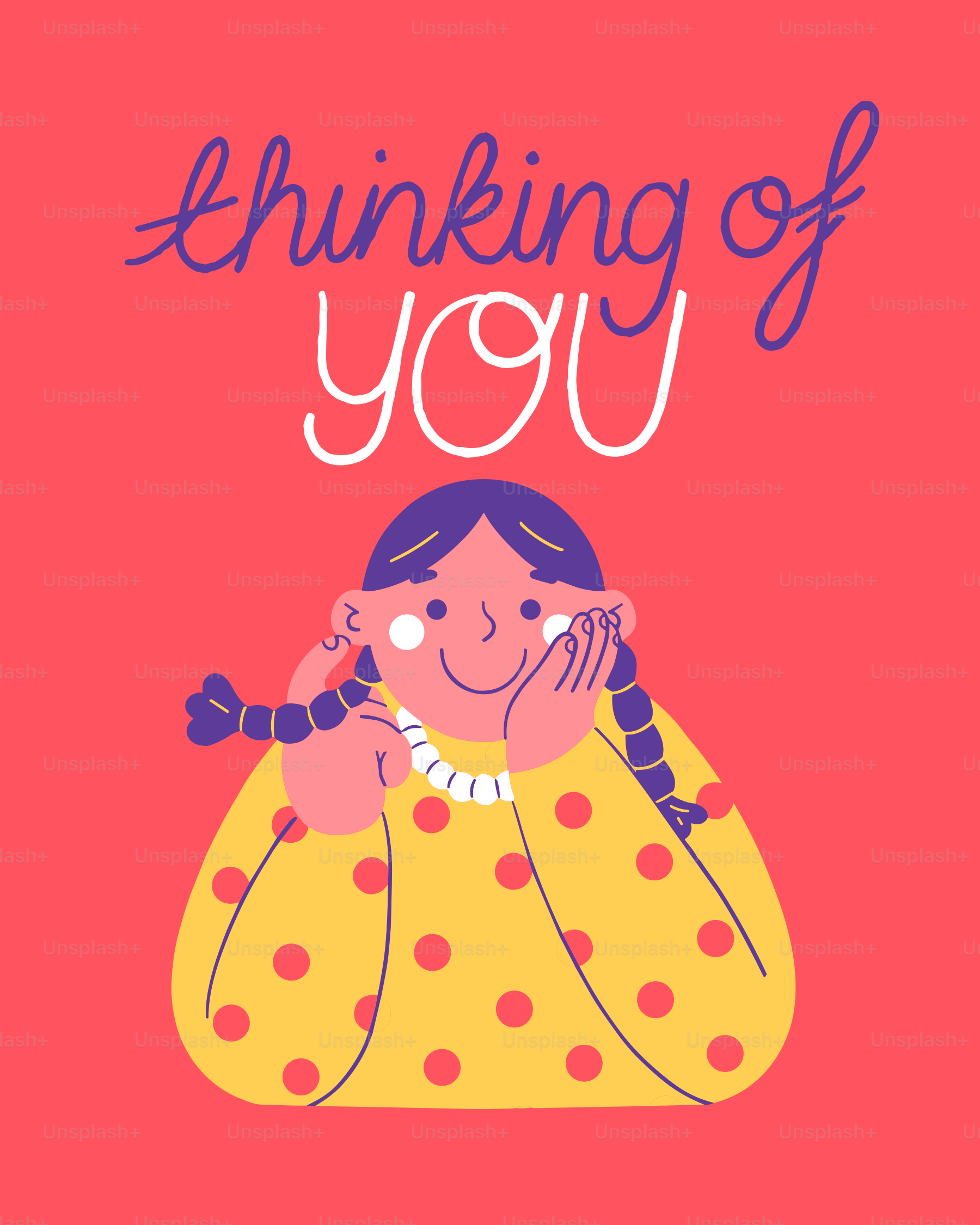 A card with an image of a girl talking on the phone