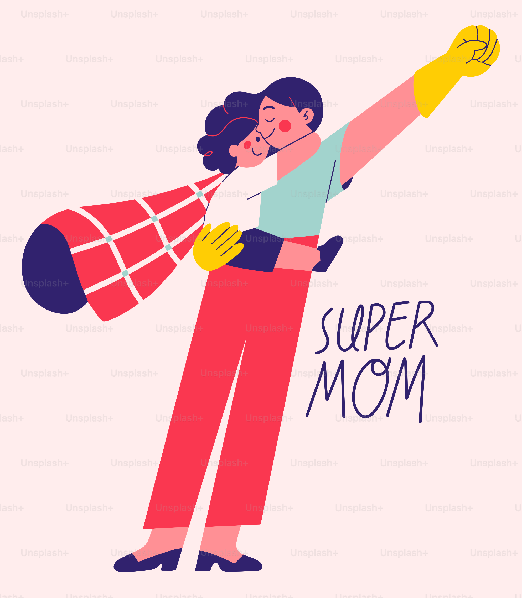 A woman hugging a man with the words super mom on it