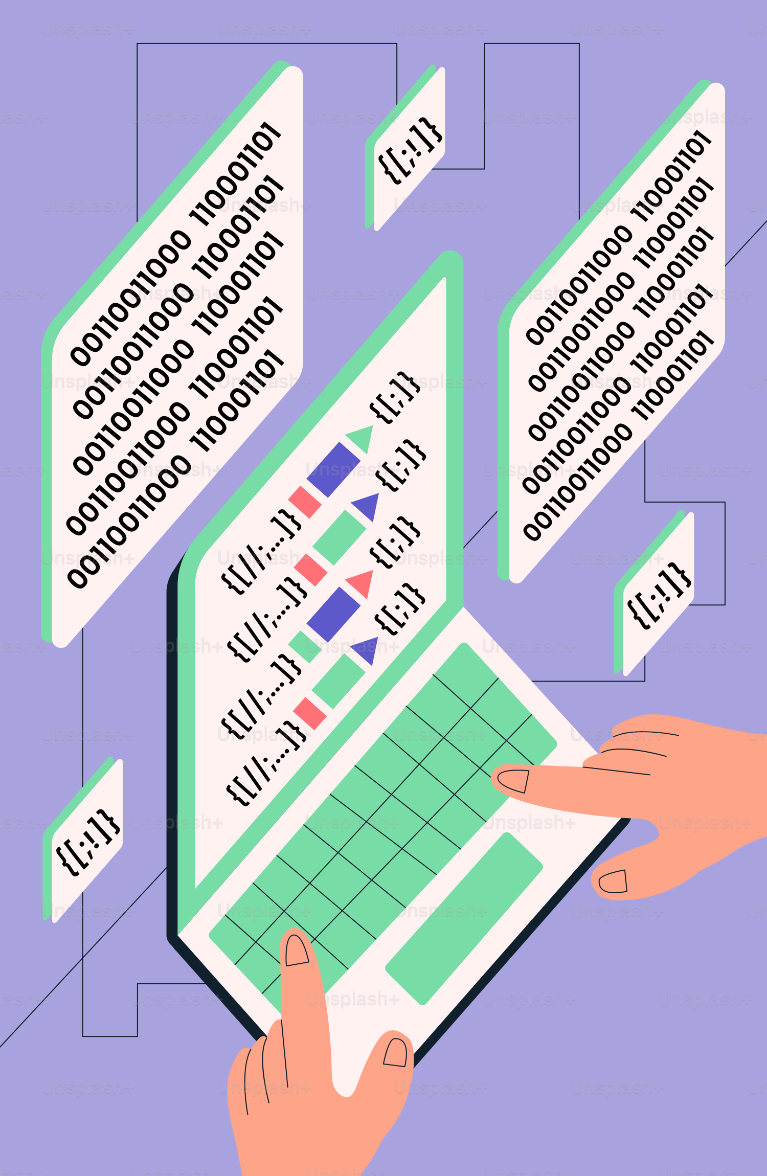 A person holding a tablet with a diagram on it vector technology