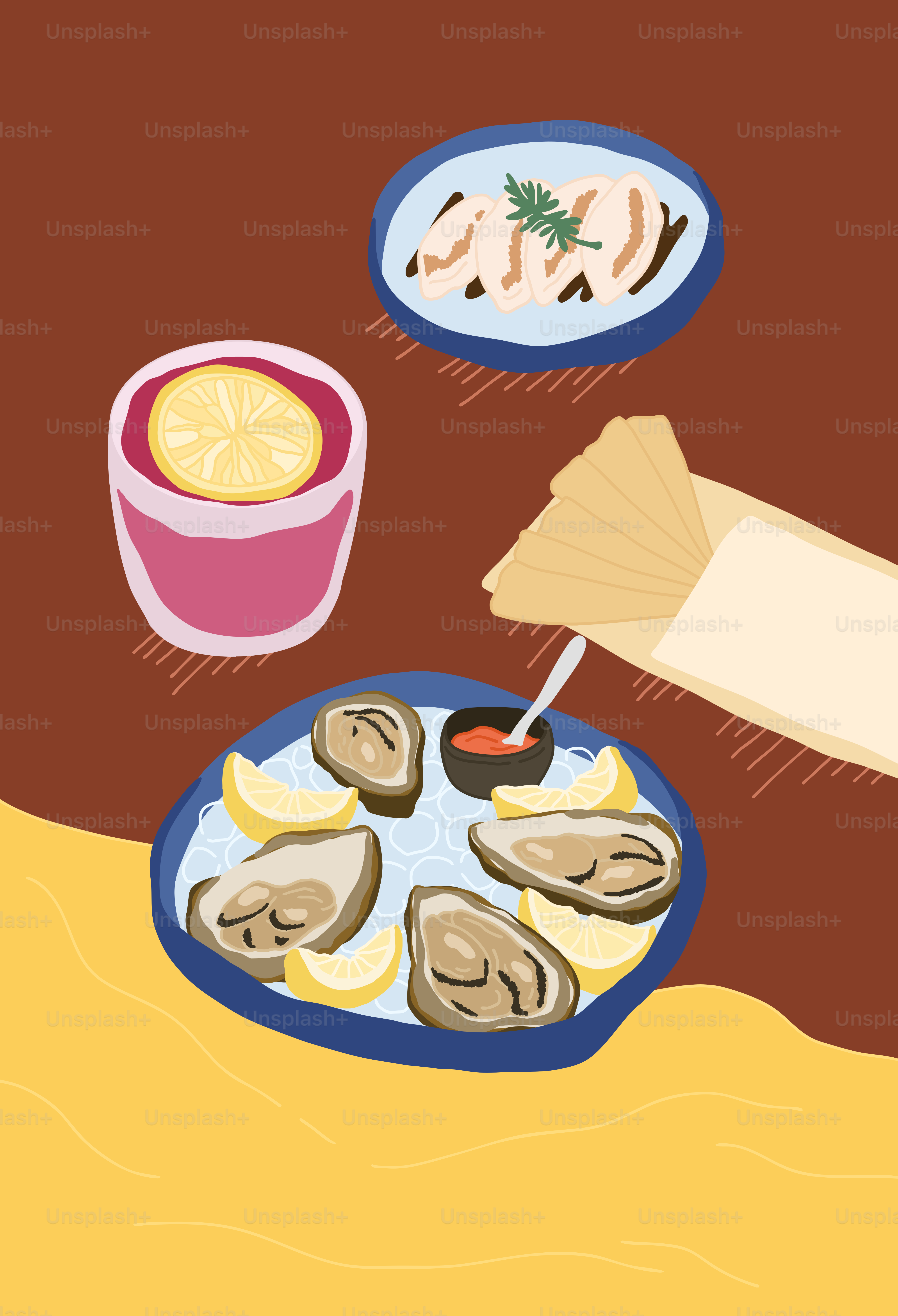 A plate of oysters and a glass of wine