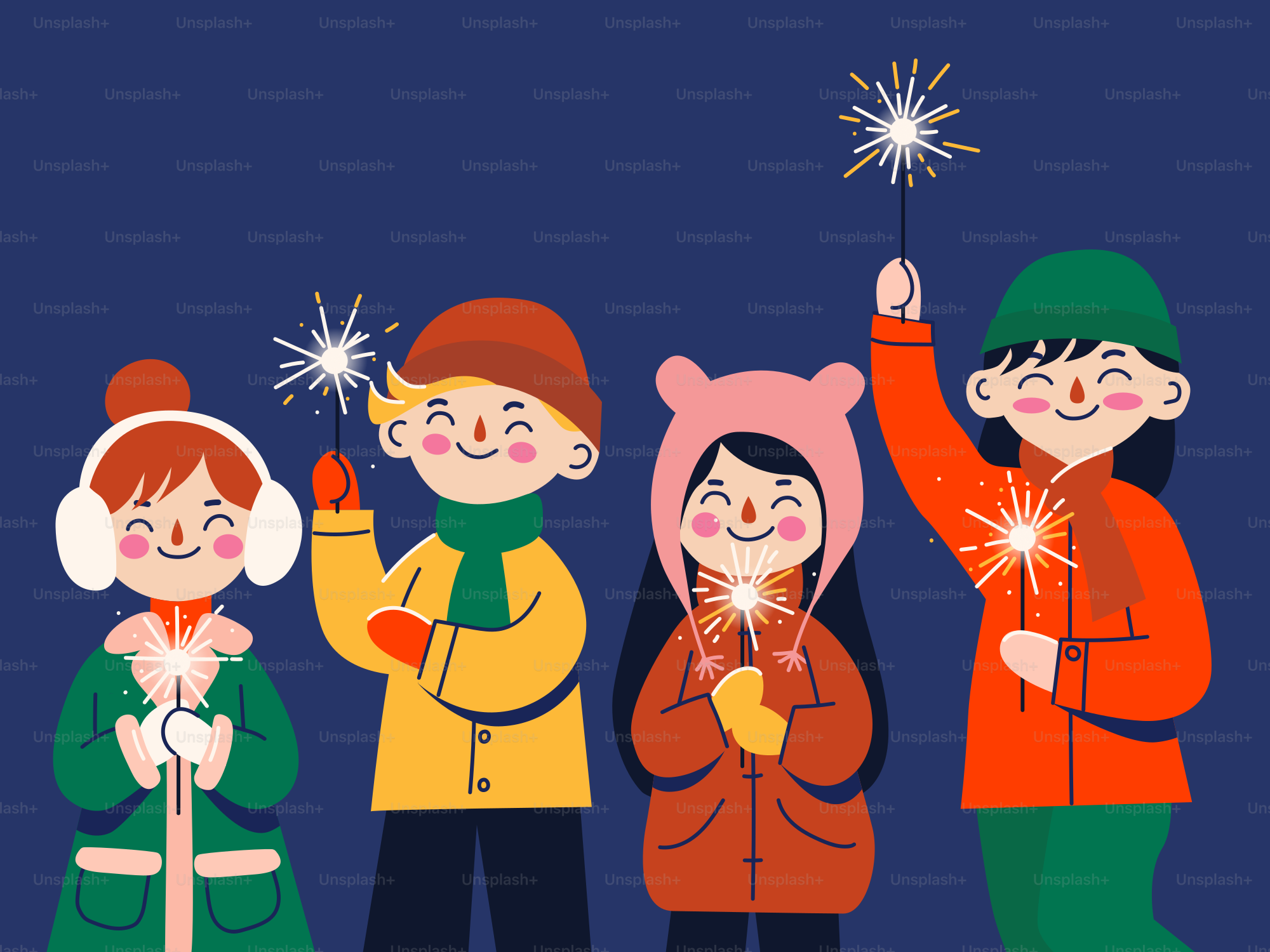 A group of people standing next to each other holding sparklers