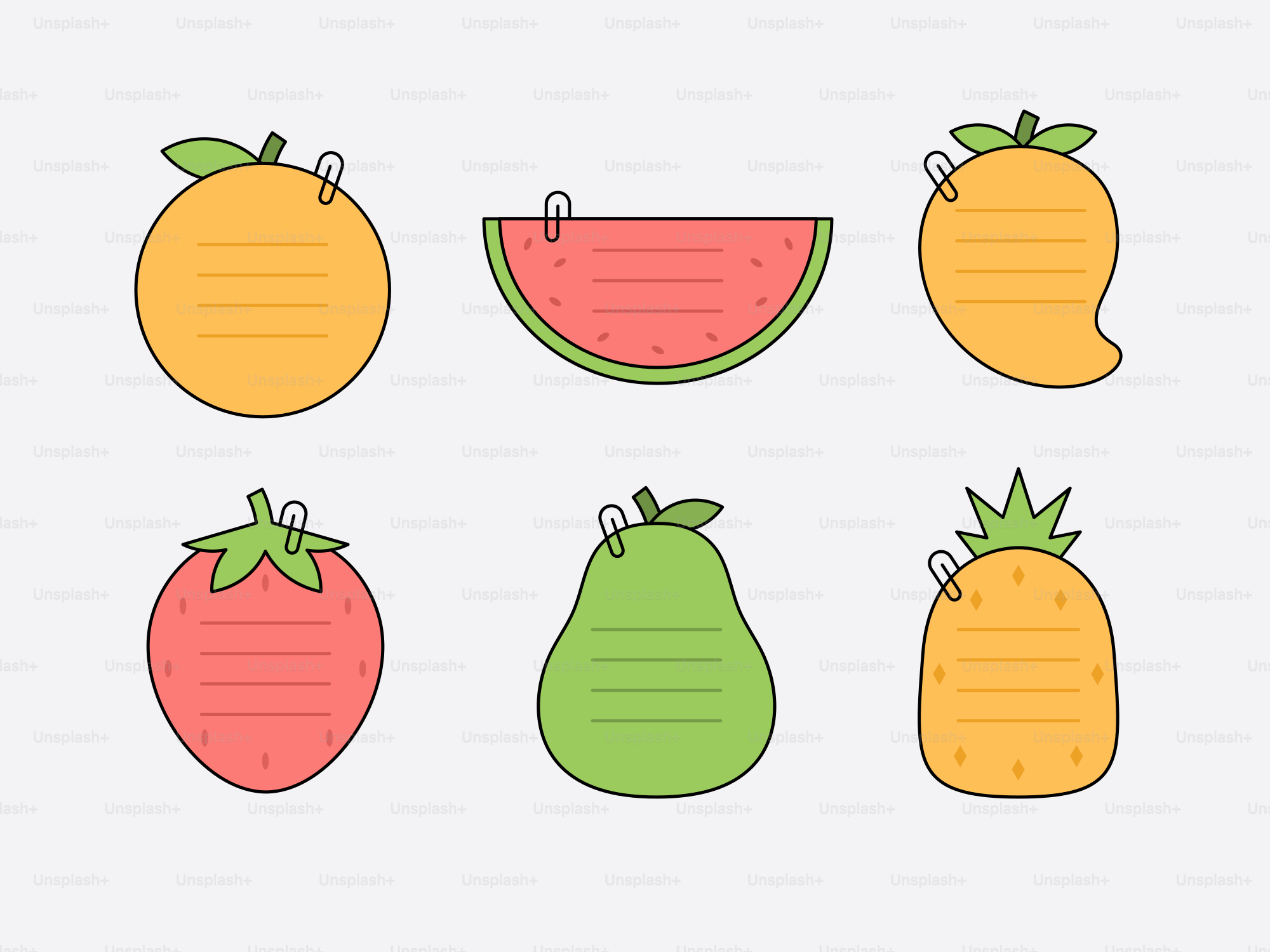 A bunch of fruit that are on a white background
