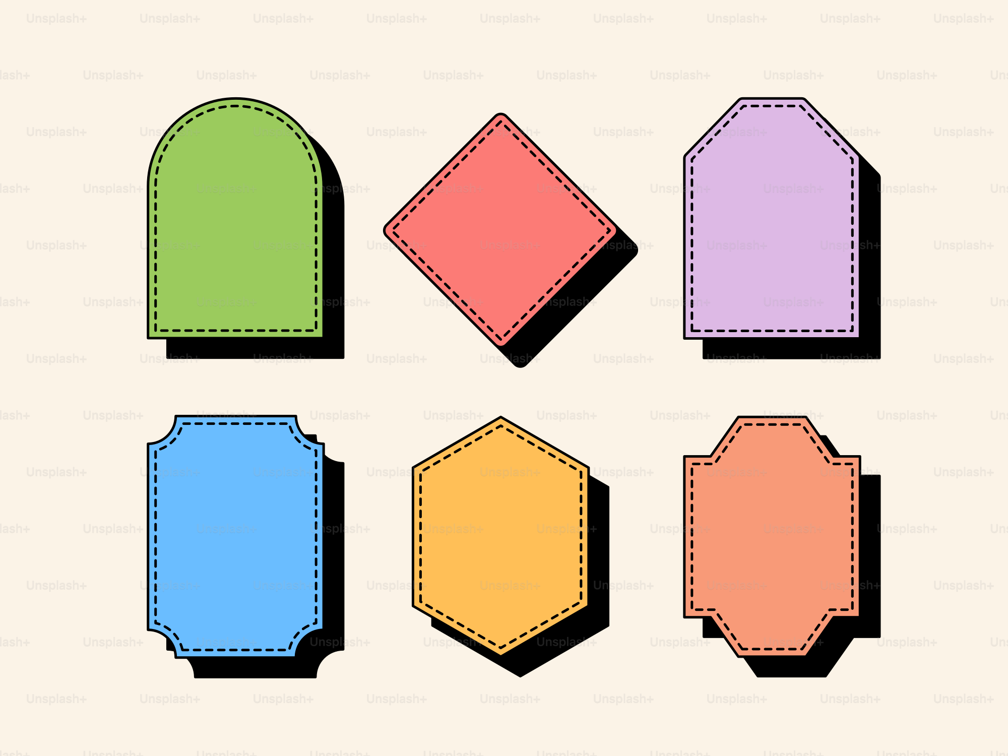 A set of different shapes and sizes of paper