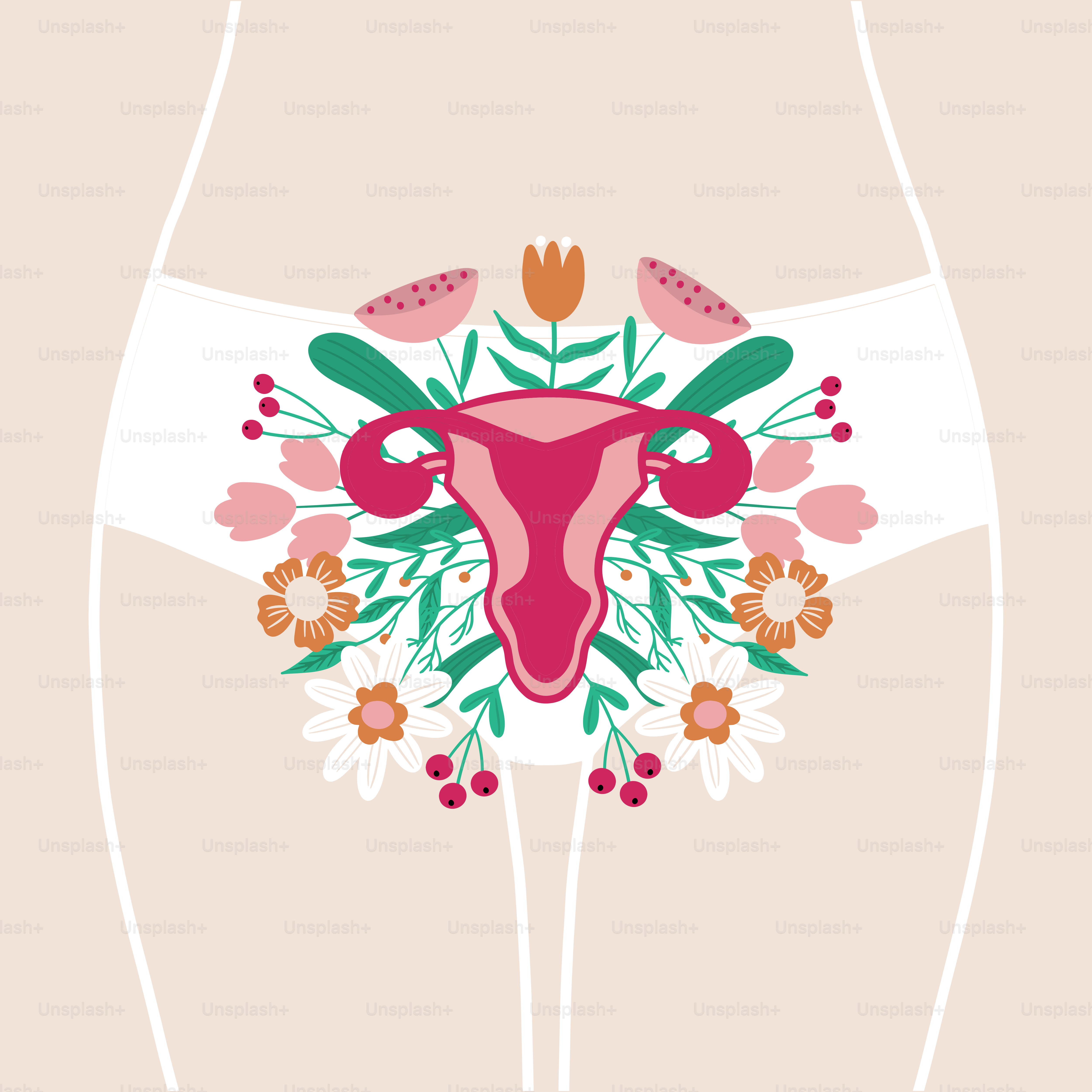 An illustration of a woman's breast with flowers on it