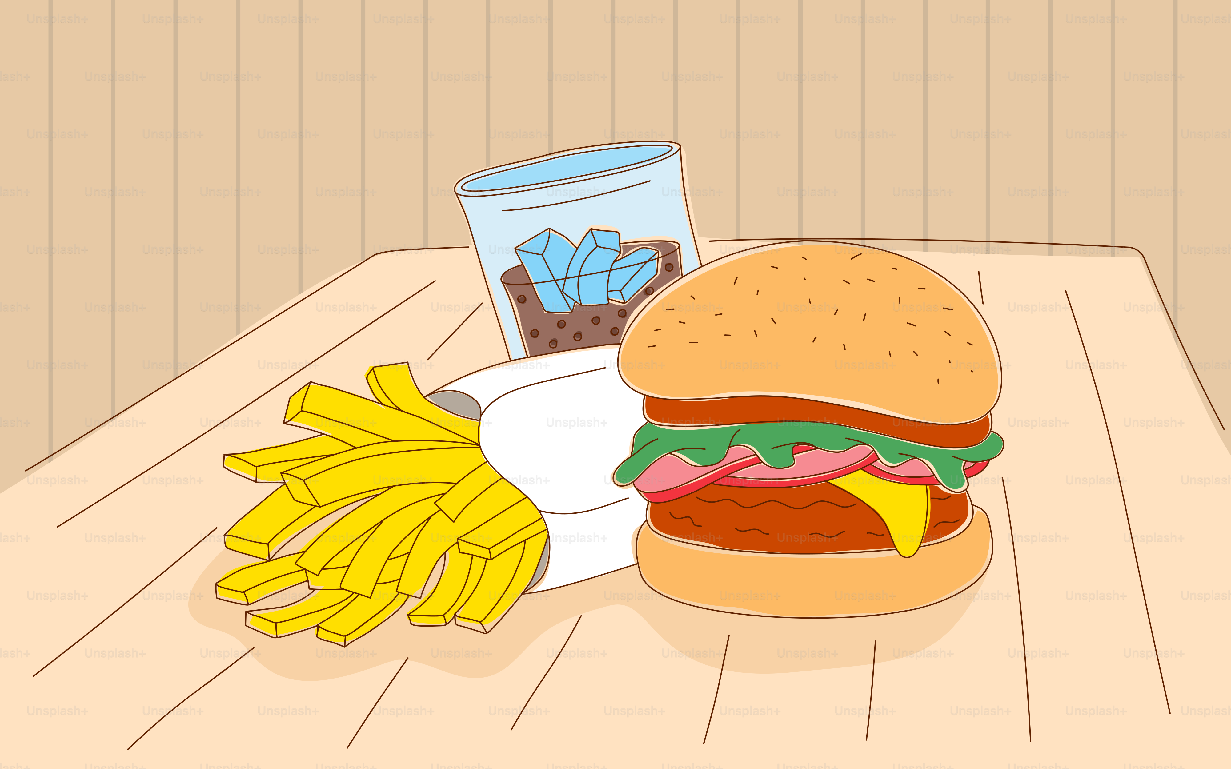 Ein Hamburger und Pommes frites auf einem Tisch