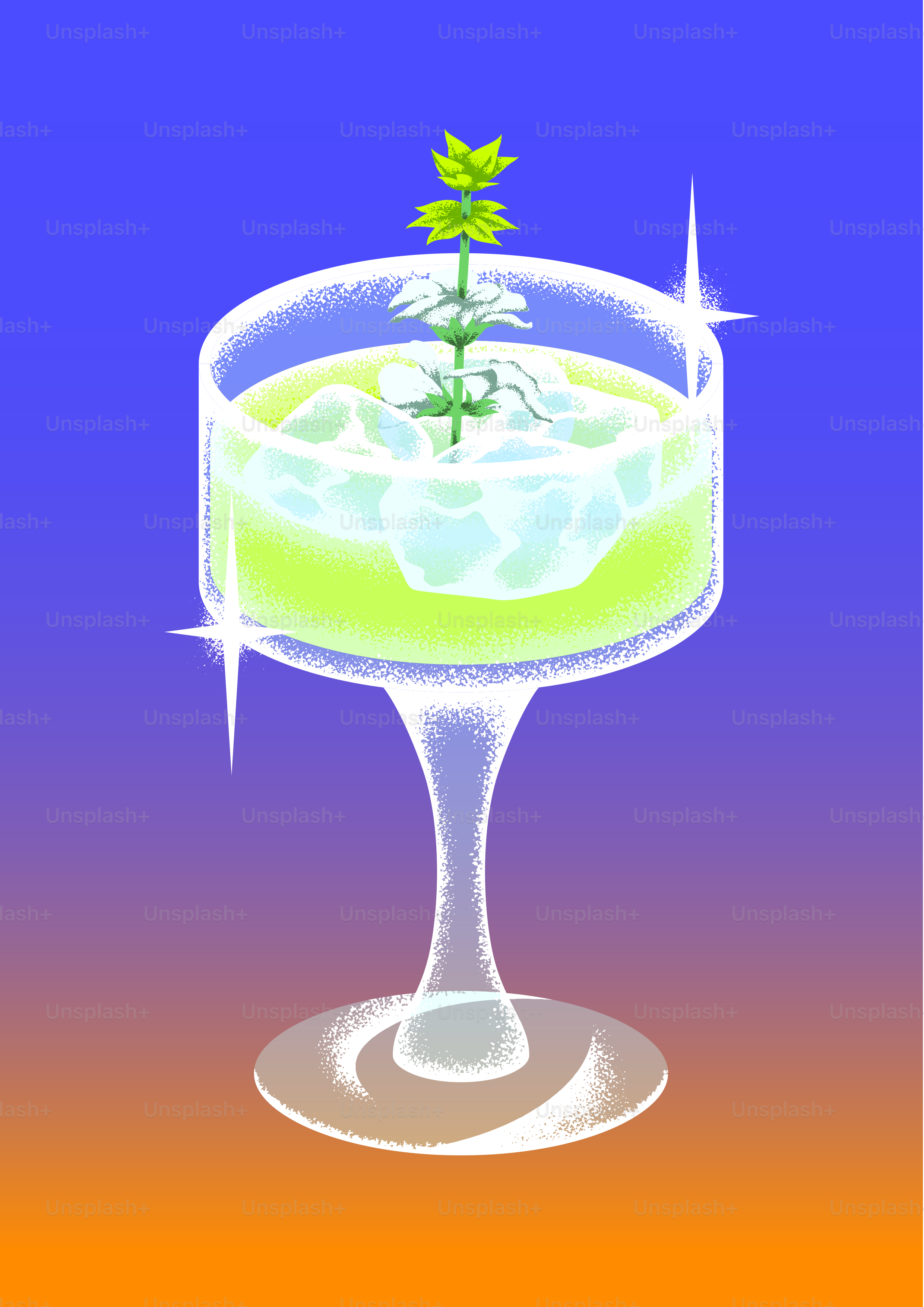 A picture of a cocktail with a sprig in it