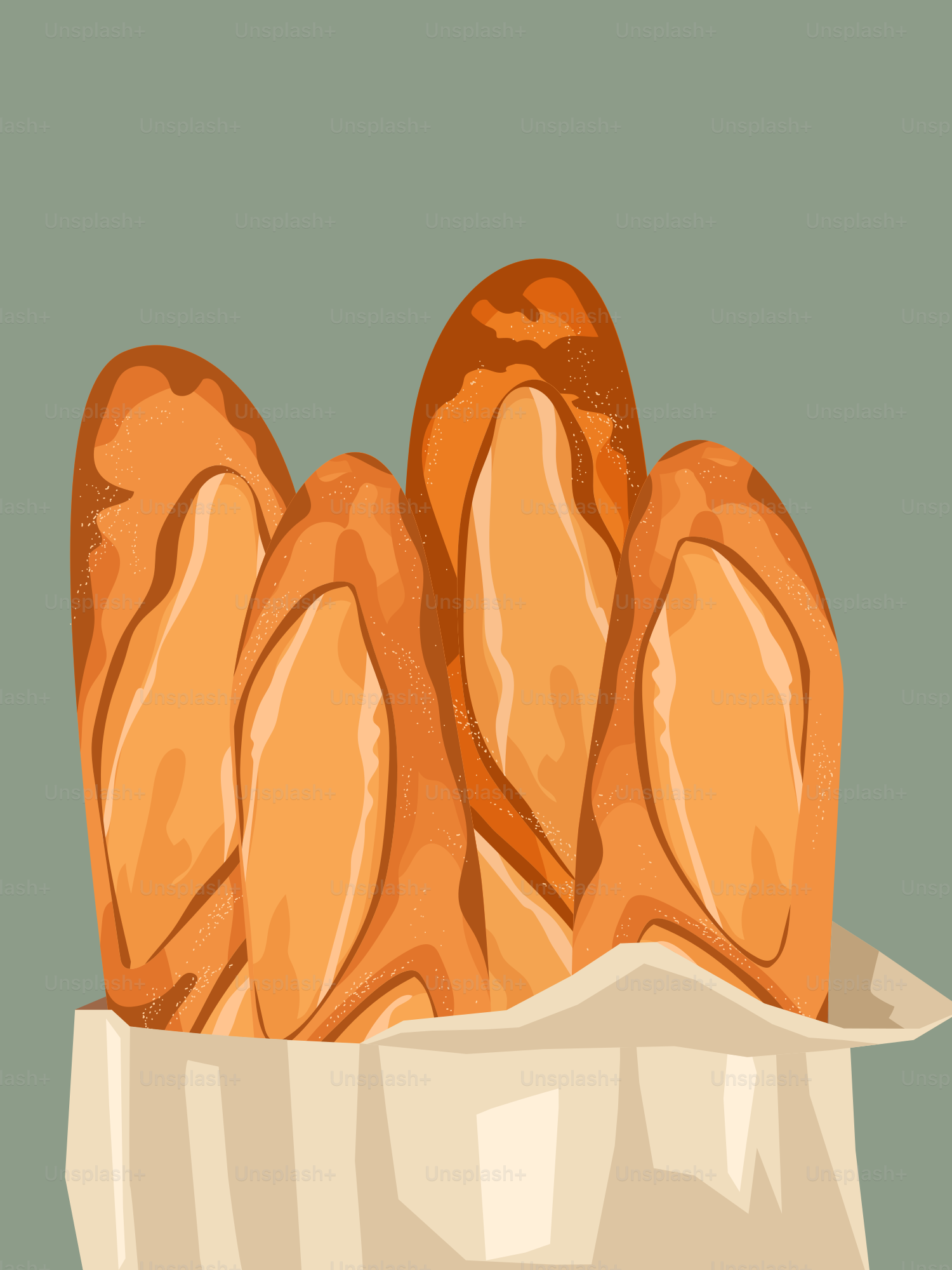 A bag full of bread sitting on top of a table