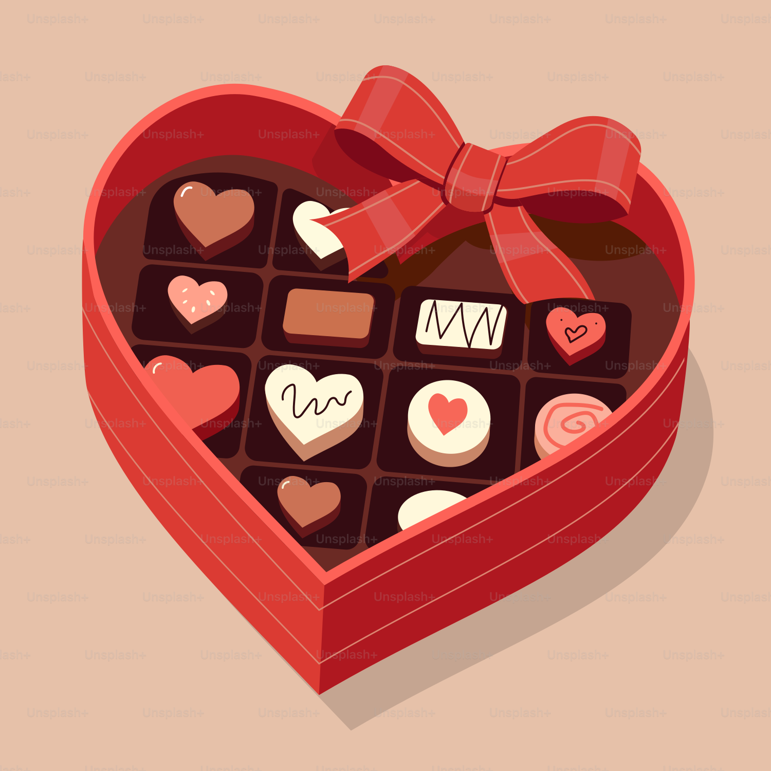 A heart shaped box of chocolates with a bow