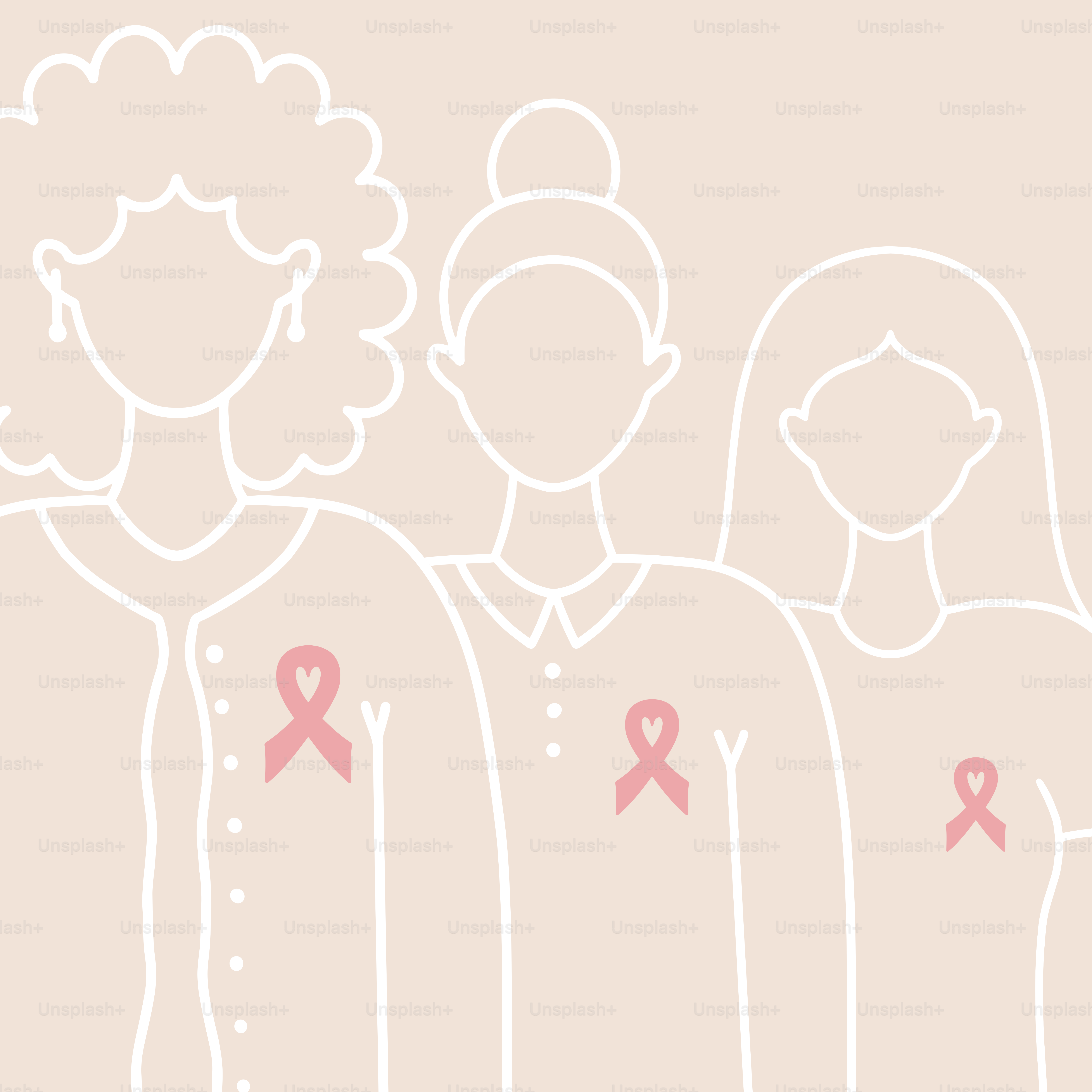 A group of people with pink ribbon on their shirts