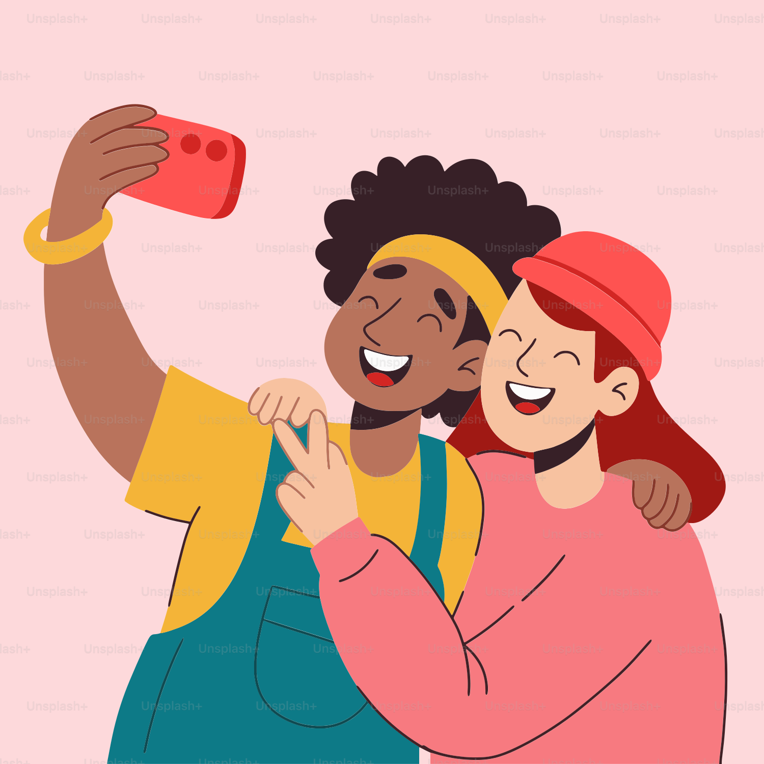 A man and woman taking a selfie with a camera