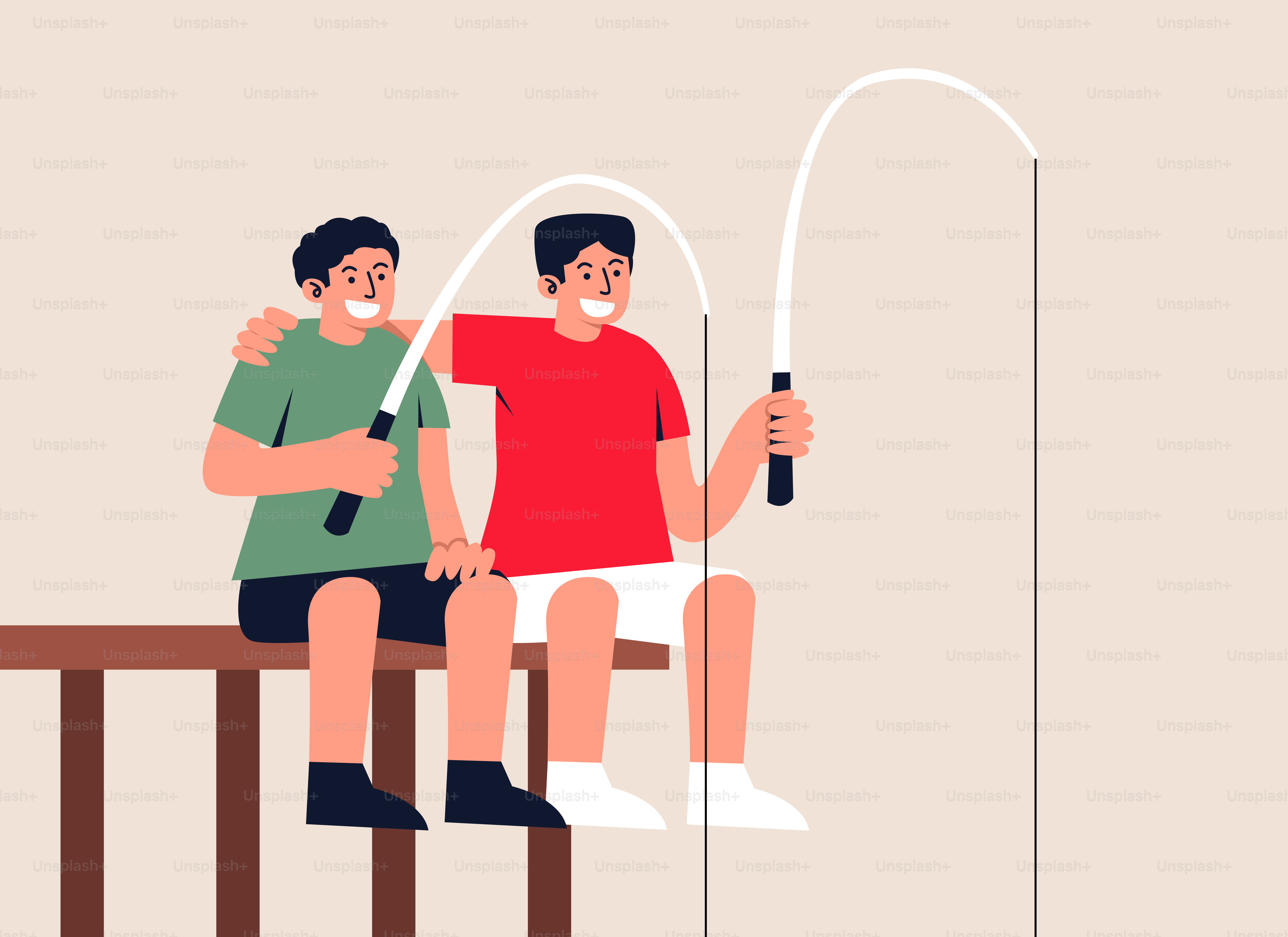 Deux hommes assis sur une clôture en bois