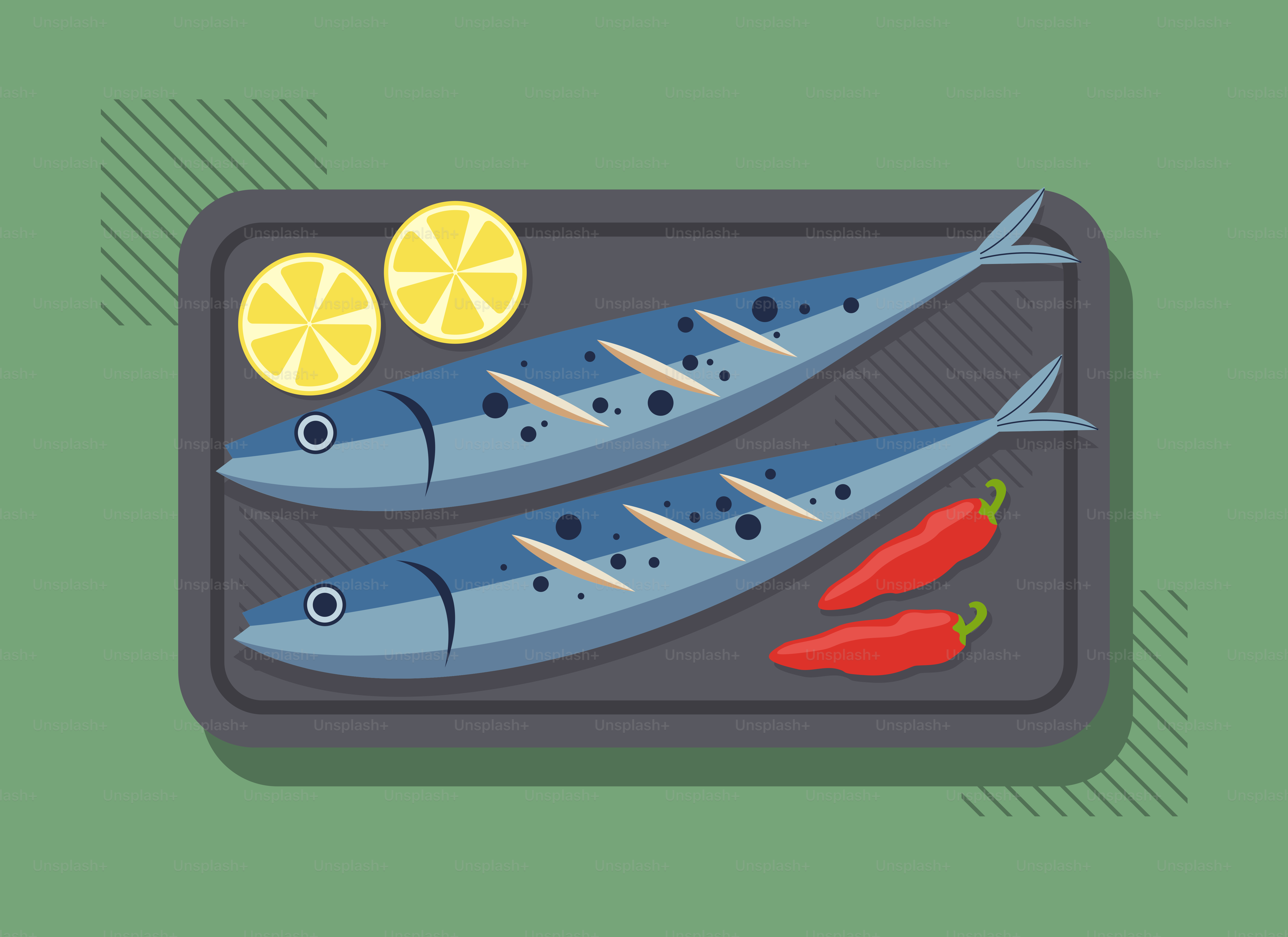 A couple of fish sitting on top of a tray