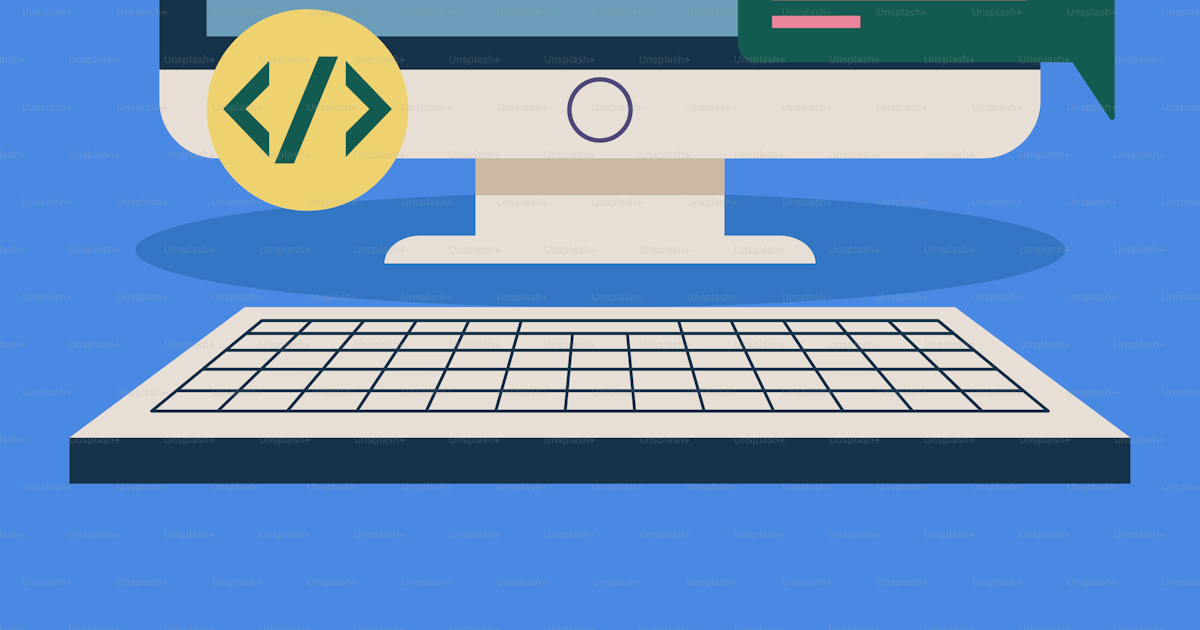 A computer with a programming program on the screen vector ...