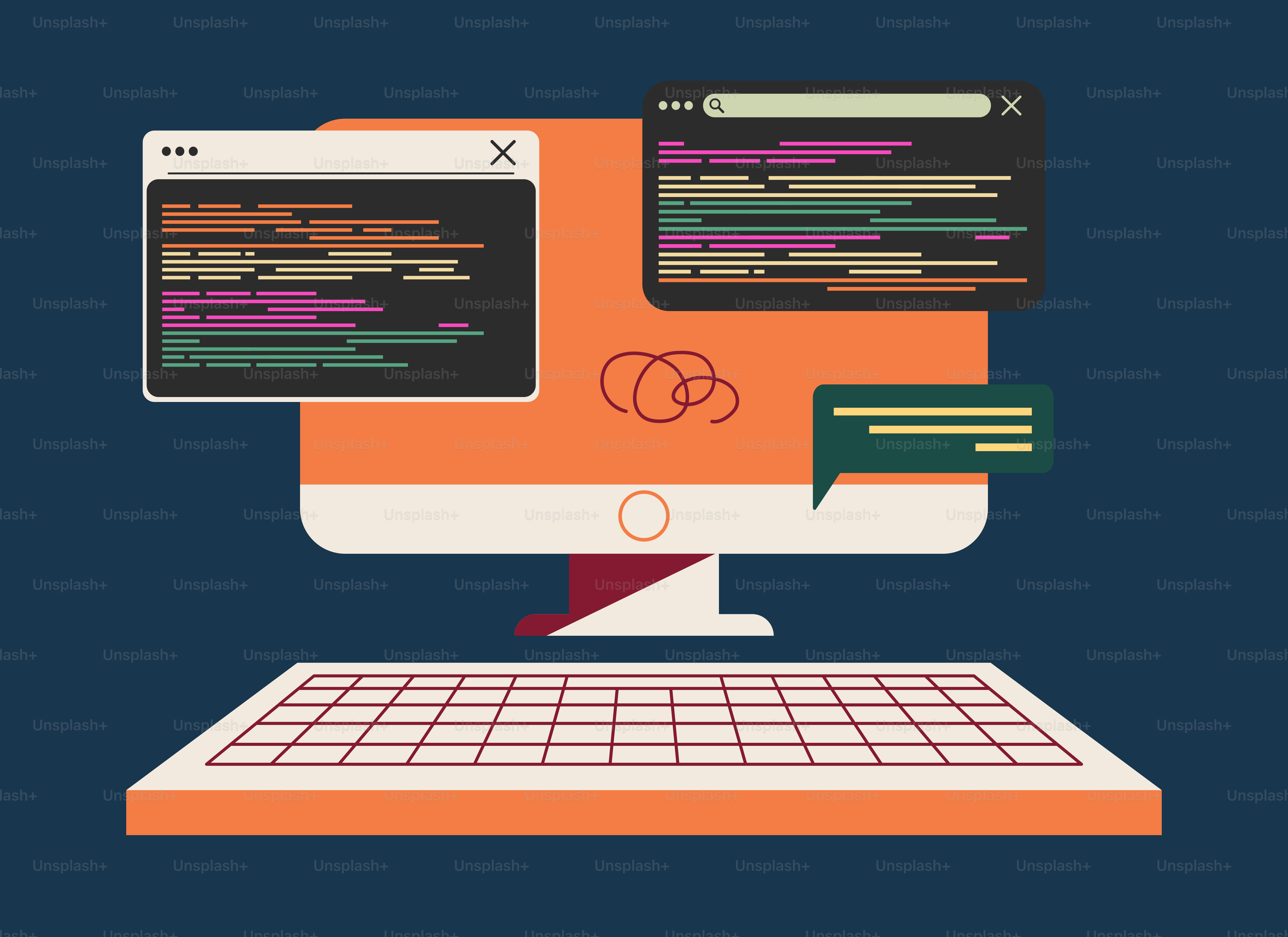 Vektor Komputer dengan program pemrograman di layar – Gambar Teknologi ...