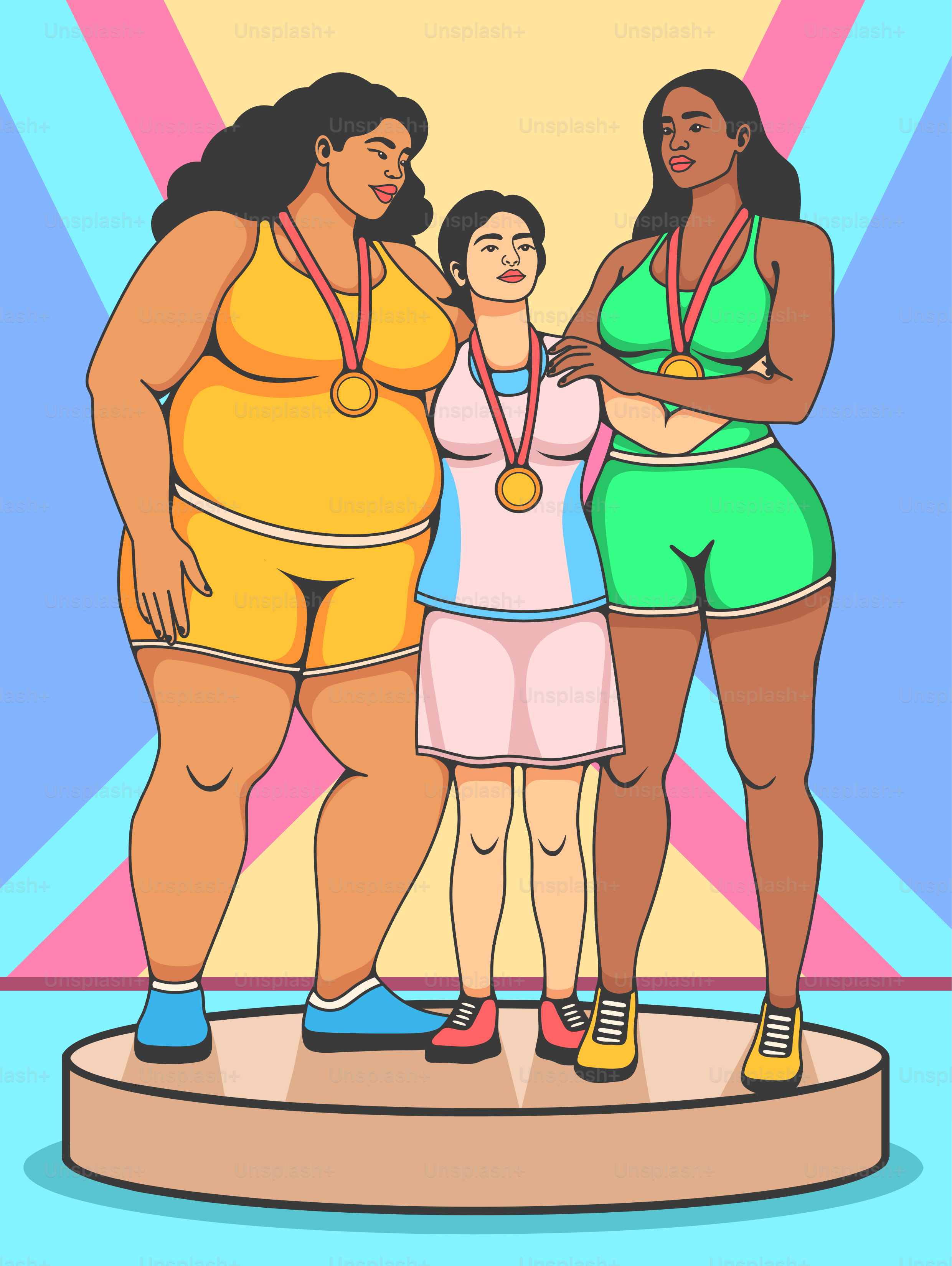 A group of women standing next to each other on a stage