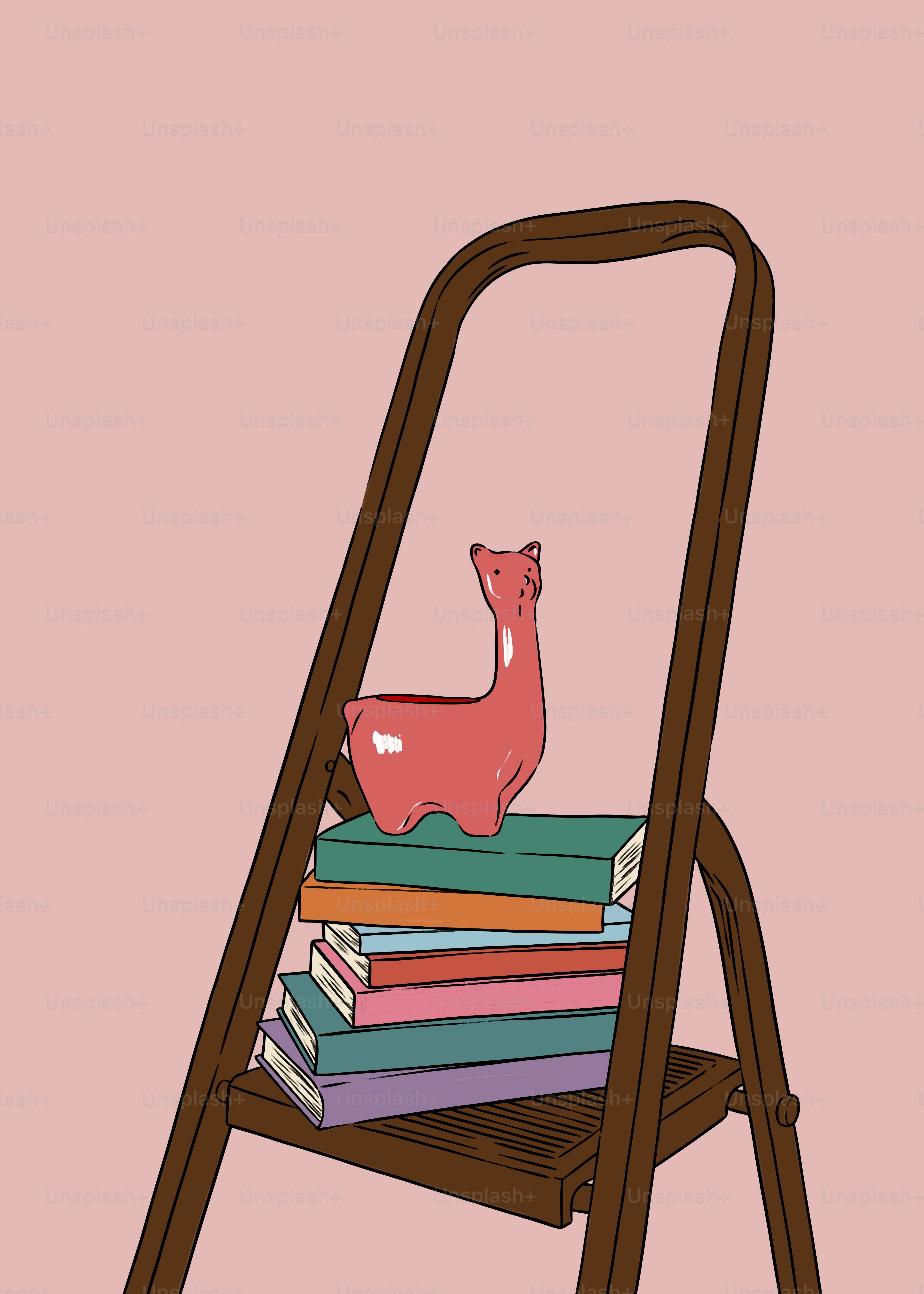 A stack of books sitting on top of a wooden chair