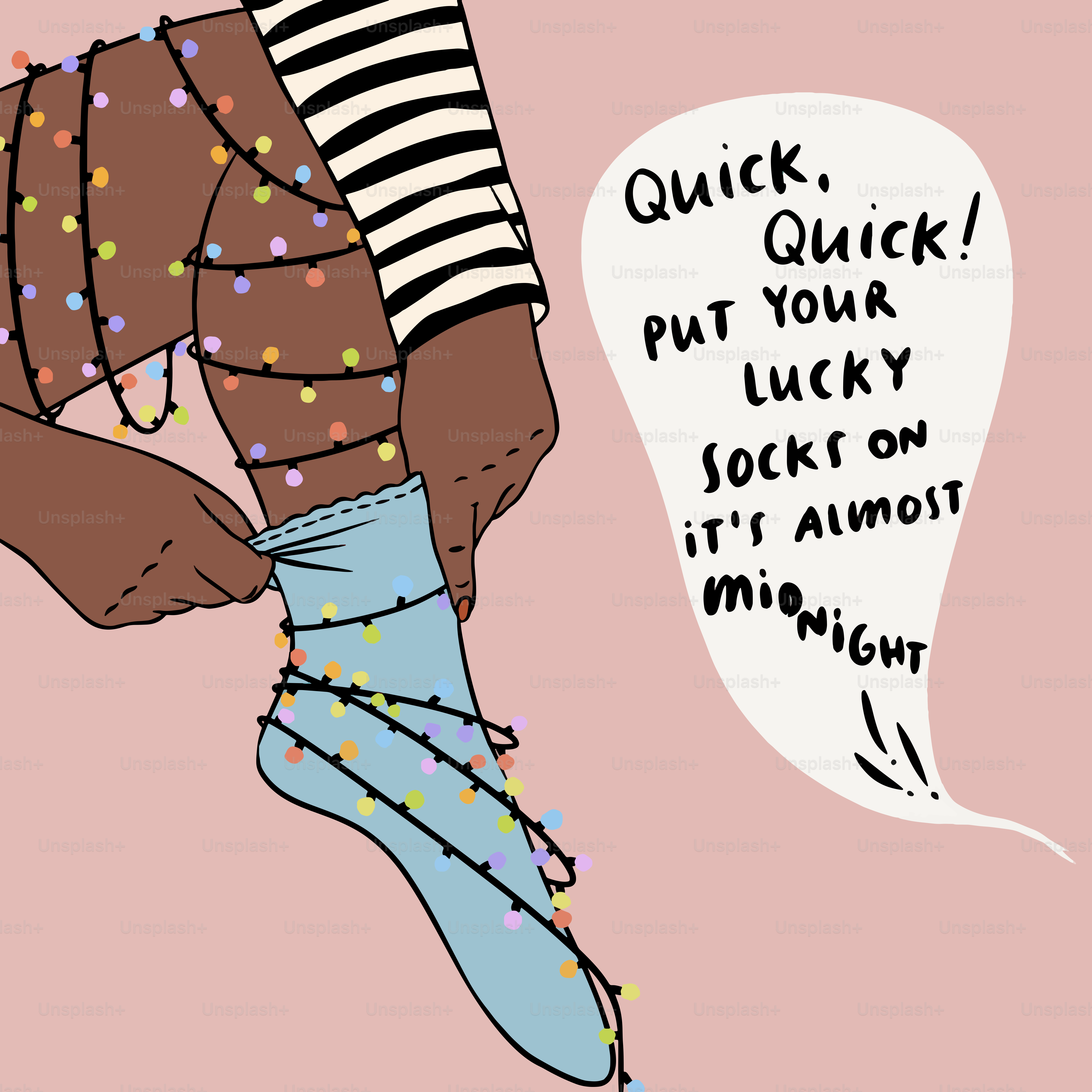A cartoon picture of a person wearing socks