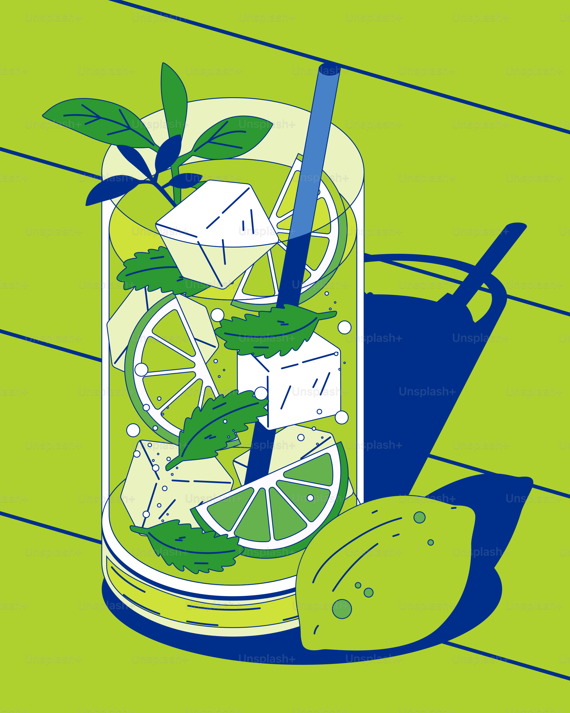 A glass of lemonade with ice and mint