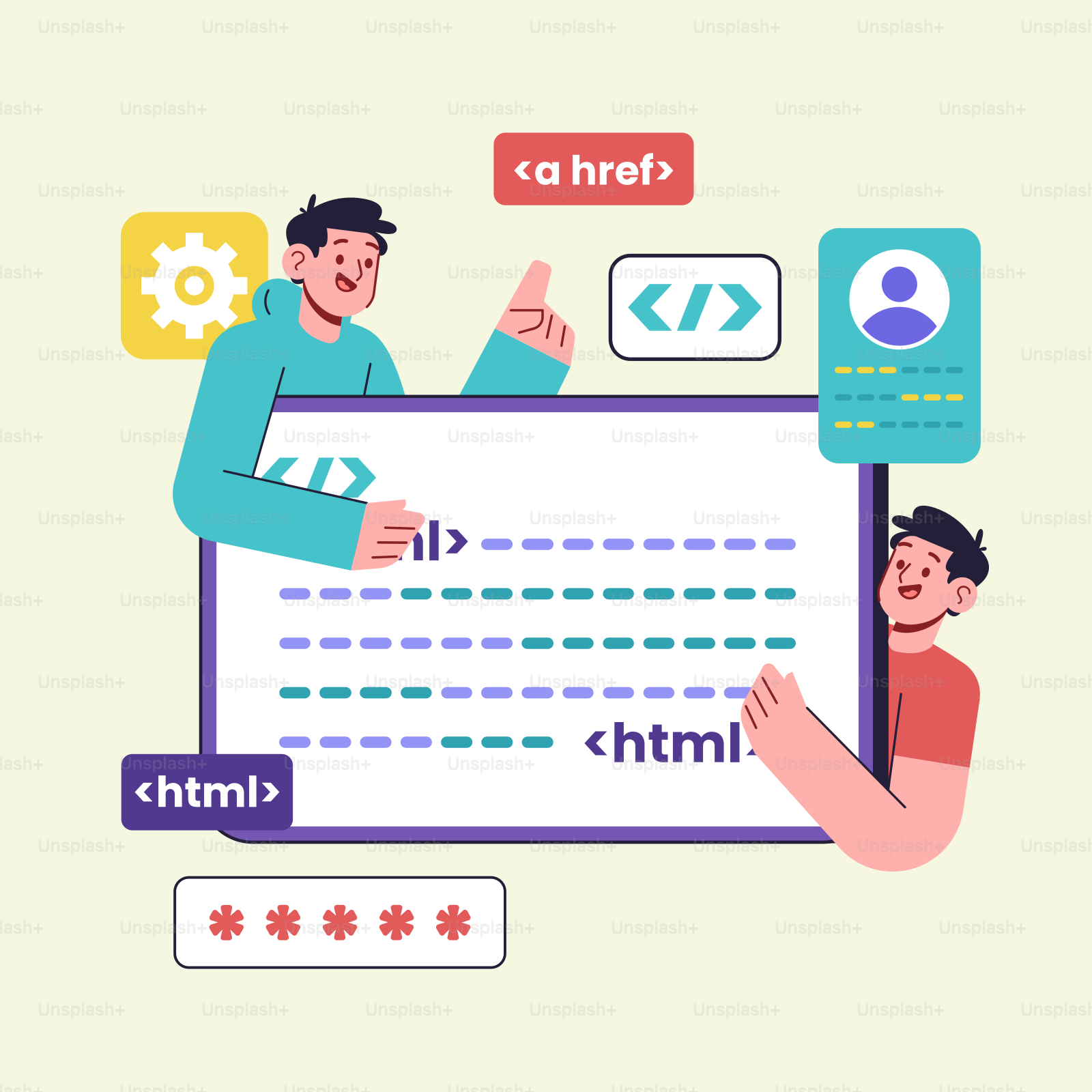 Two men are pointing at a computer screen